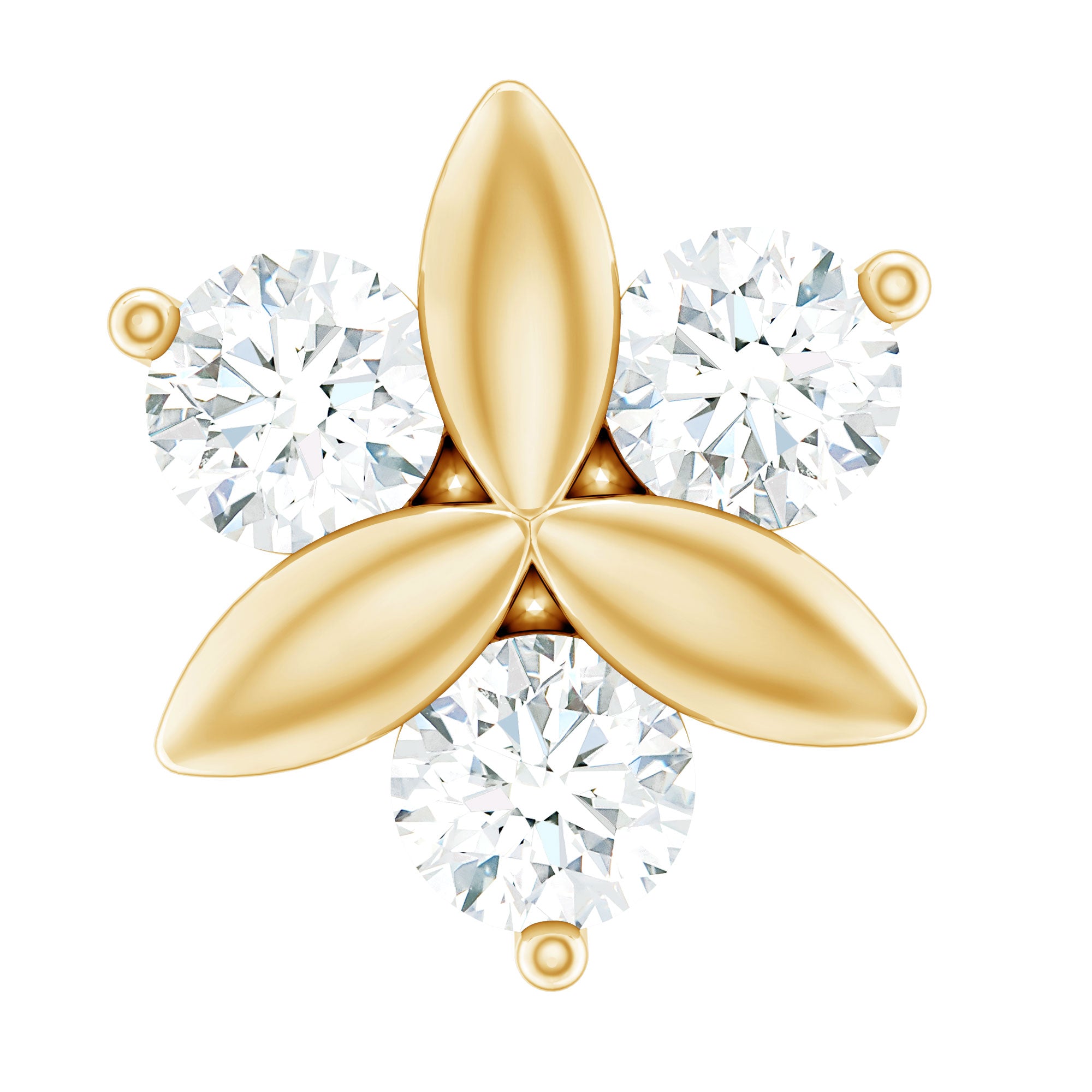 Round Moissanite Flower Cartilage Earring D-VS1 - Rosec Jewels