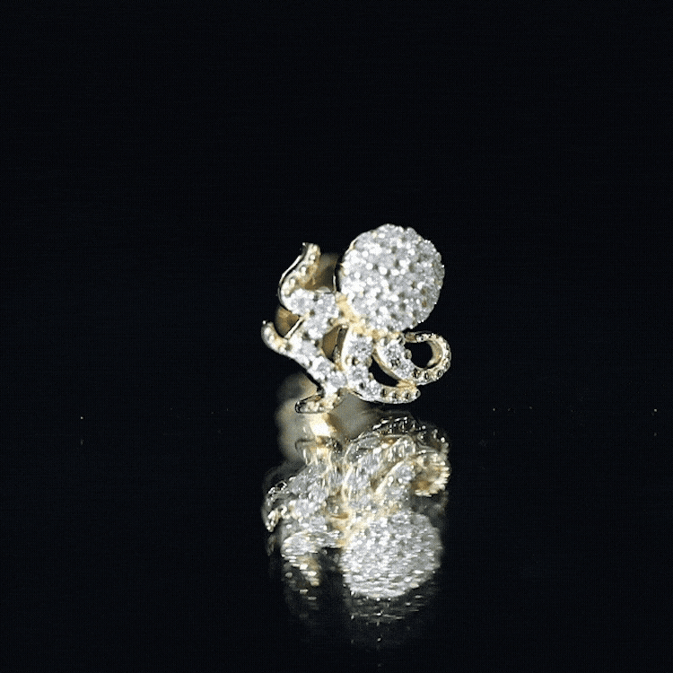 Moissanite Octopus Earring for Cartilage Piercing D-VS1 - Rosec Jewels