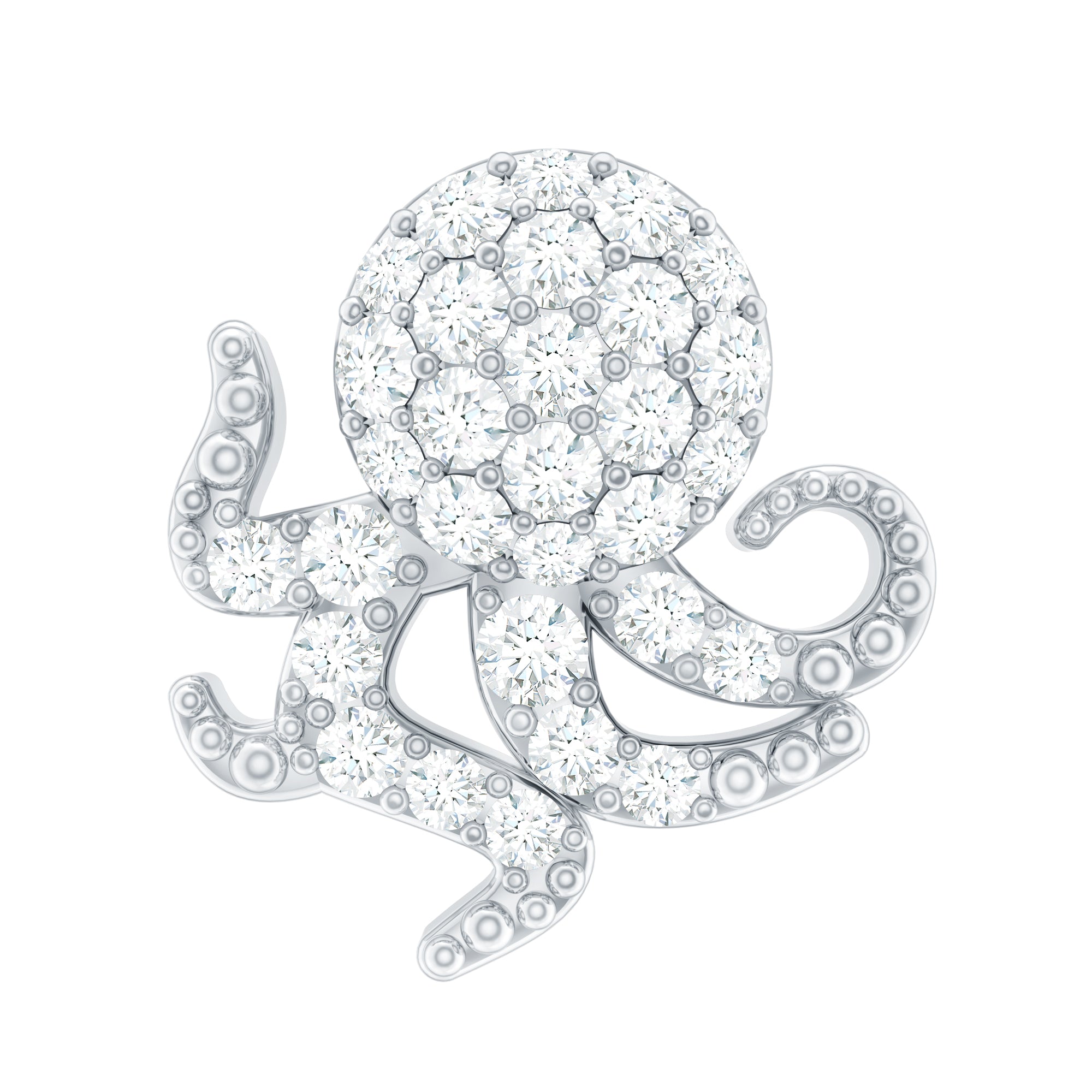 Moissanite Octopus Earring for Cartilage Piercing D-VS1 - Rosec Jewels