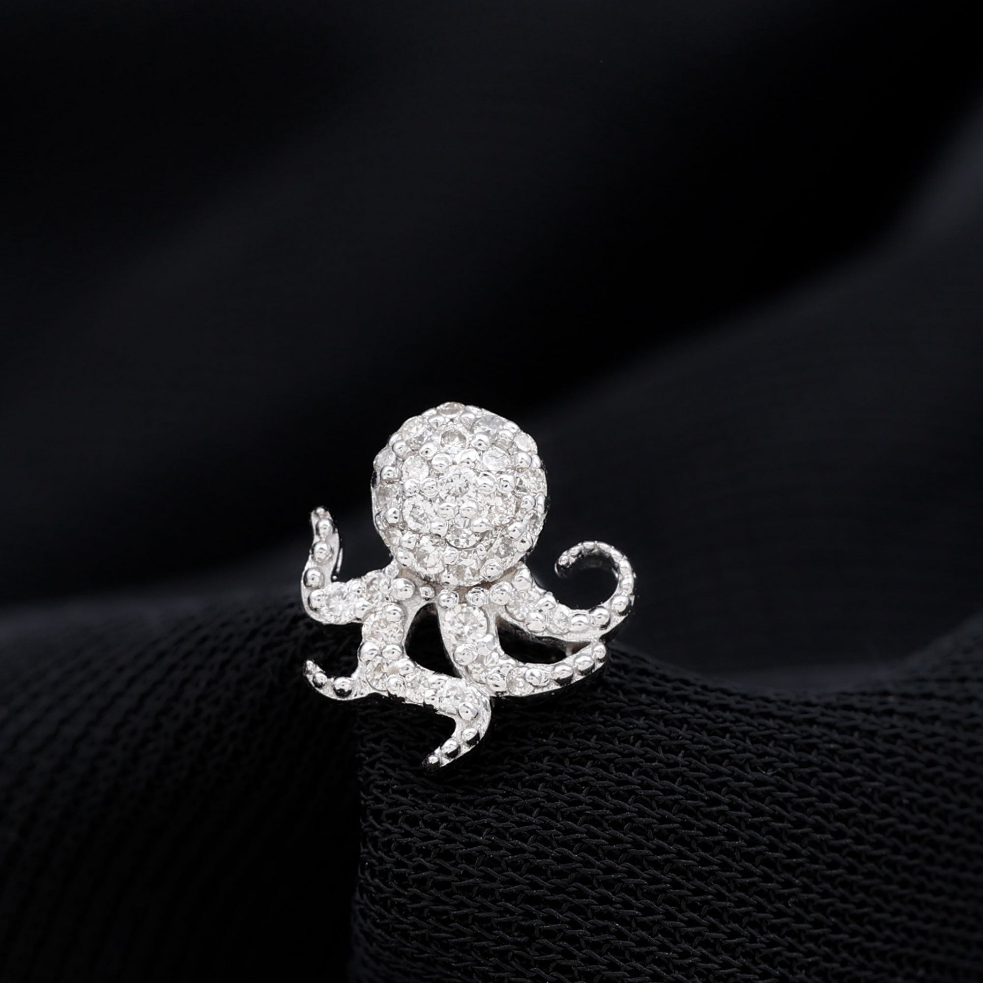 Moissanite Octopus Earring for Cartilage Piercing D-VS1 - Rosec Jewels