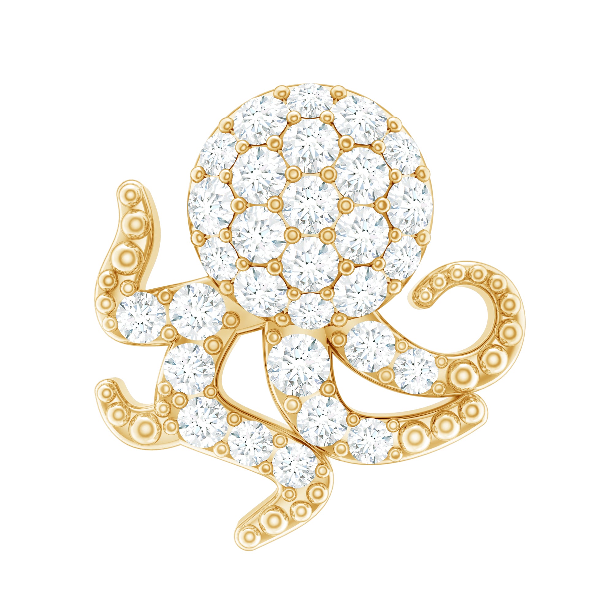 Moissanite Octopus Earring for Cartilage Piercing D-VS1 - Rosec Jewels