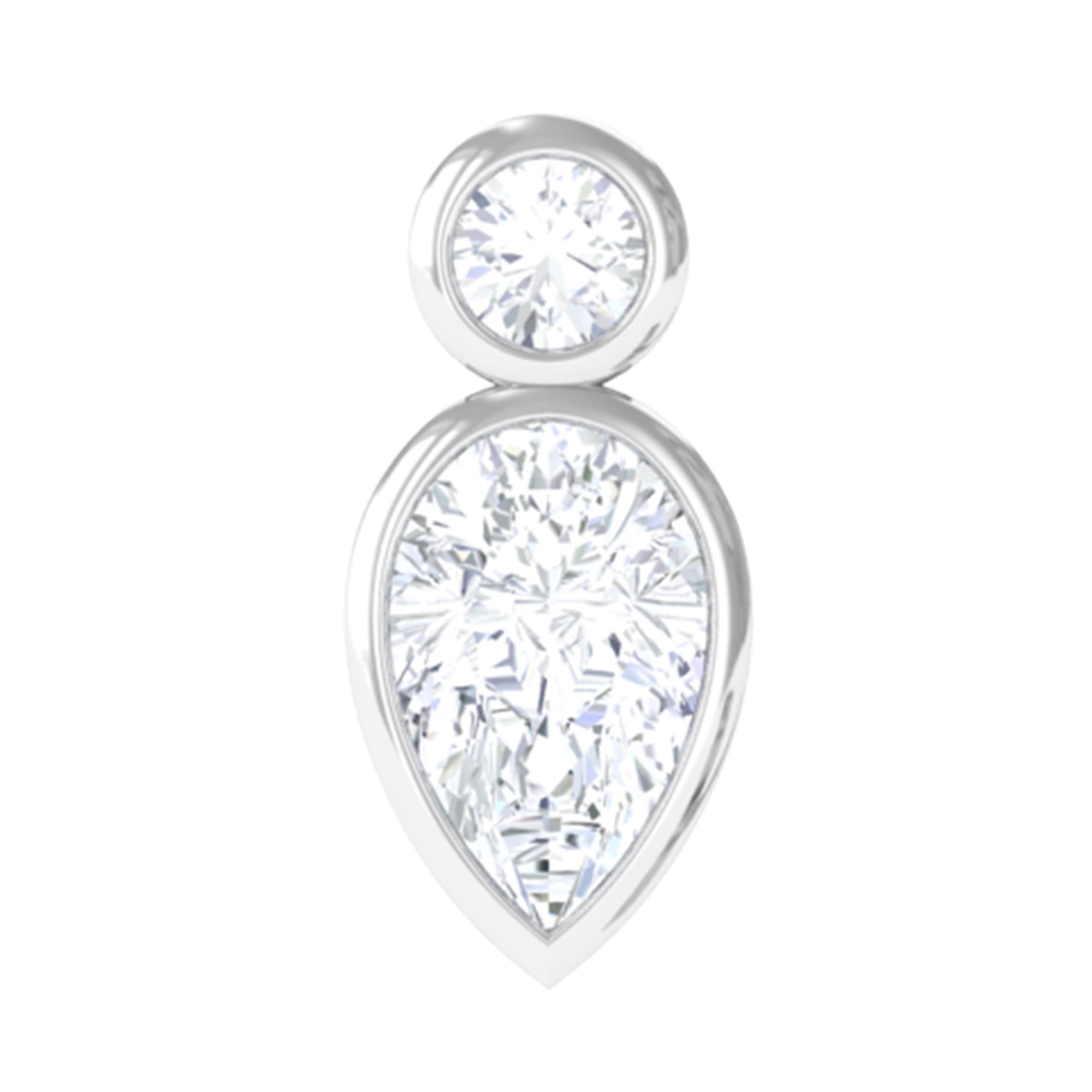 Pear and Round Moissanite Dainty Tragus Earring D-VS1 - Rosec Jewels