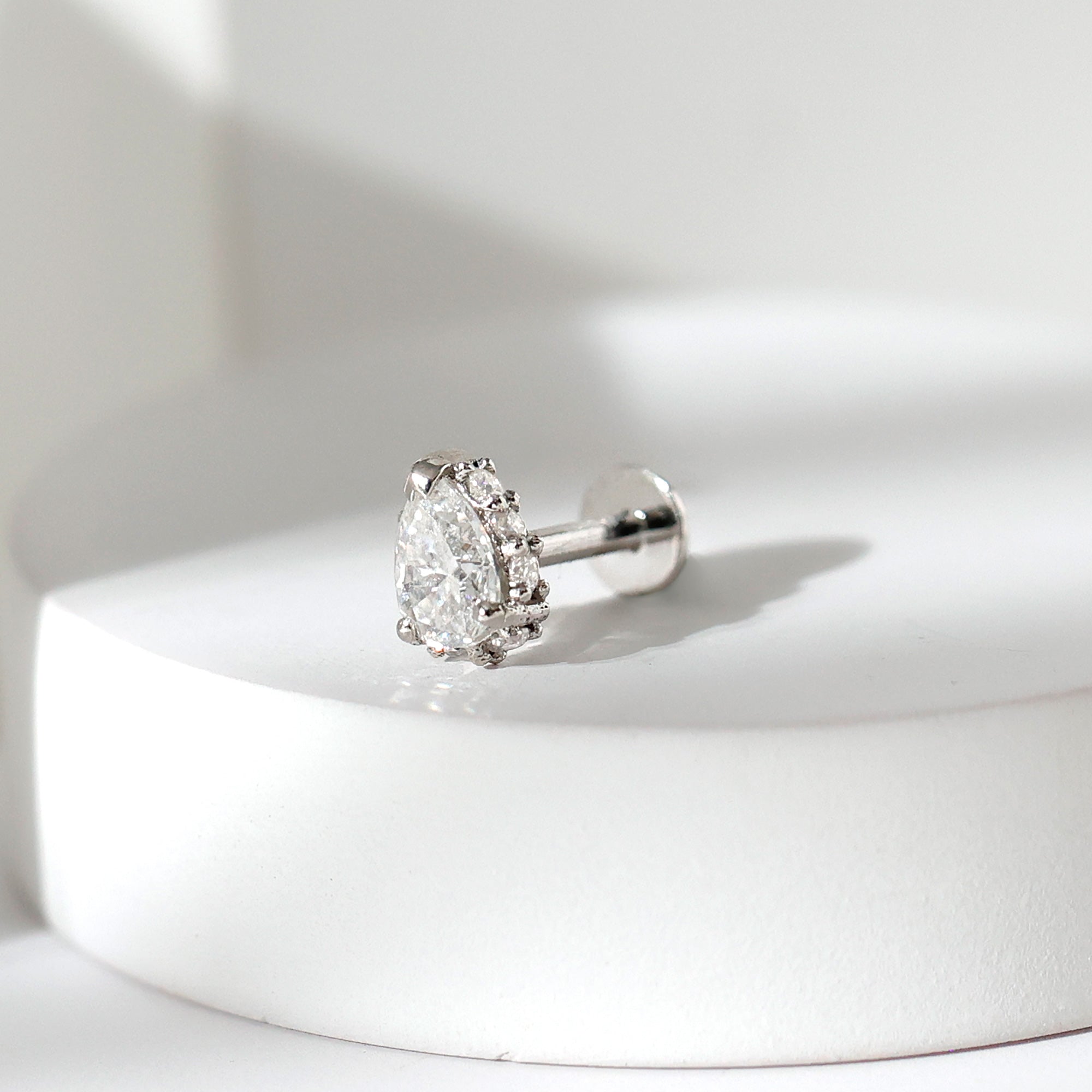 Certified Moissanite Teardrop Helix Earring for Women D-VS1 - Rosec Jewels