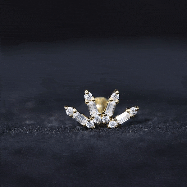 Baguette Moissanite Curved Cartilage Earring D-VS1 - Rosec Jewels