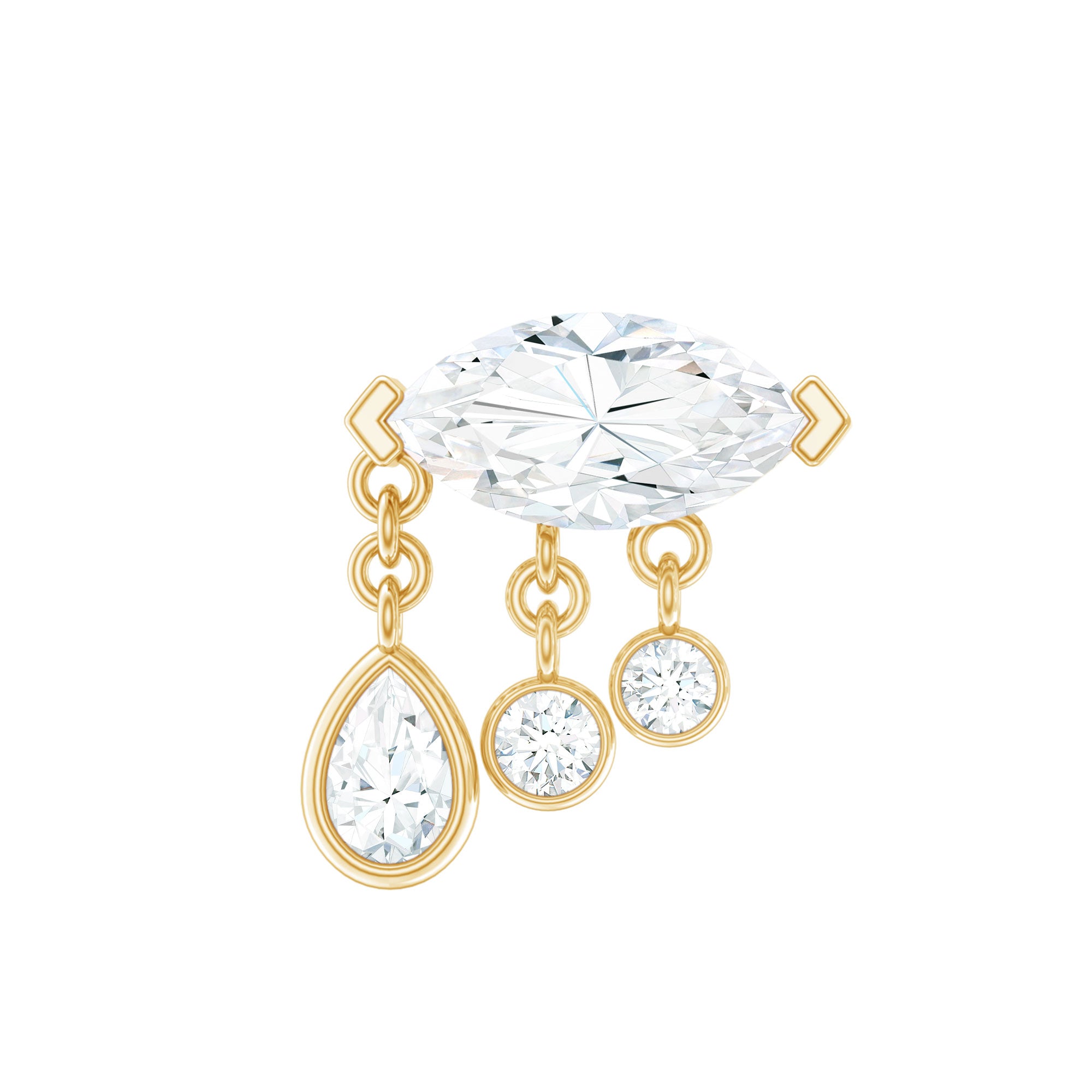 Marquise Cut Moissanite Cartilage Dangle Earring D-VS1 - Rosec Jewels