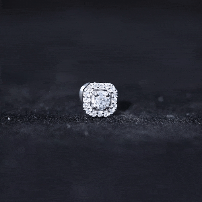 Certified Moissanite Halo Earring for Helix Piercing D-VS1 - Rosec Jewels