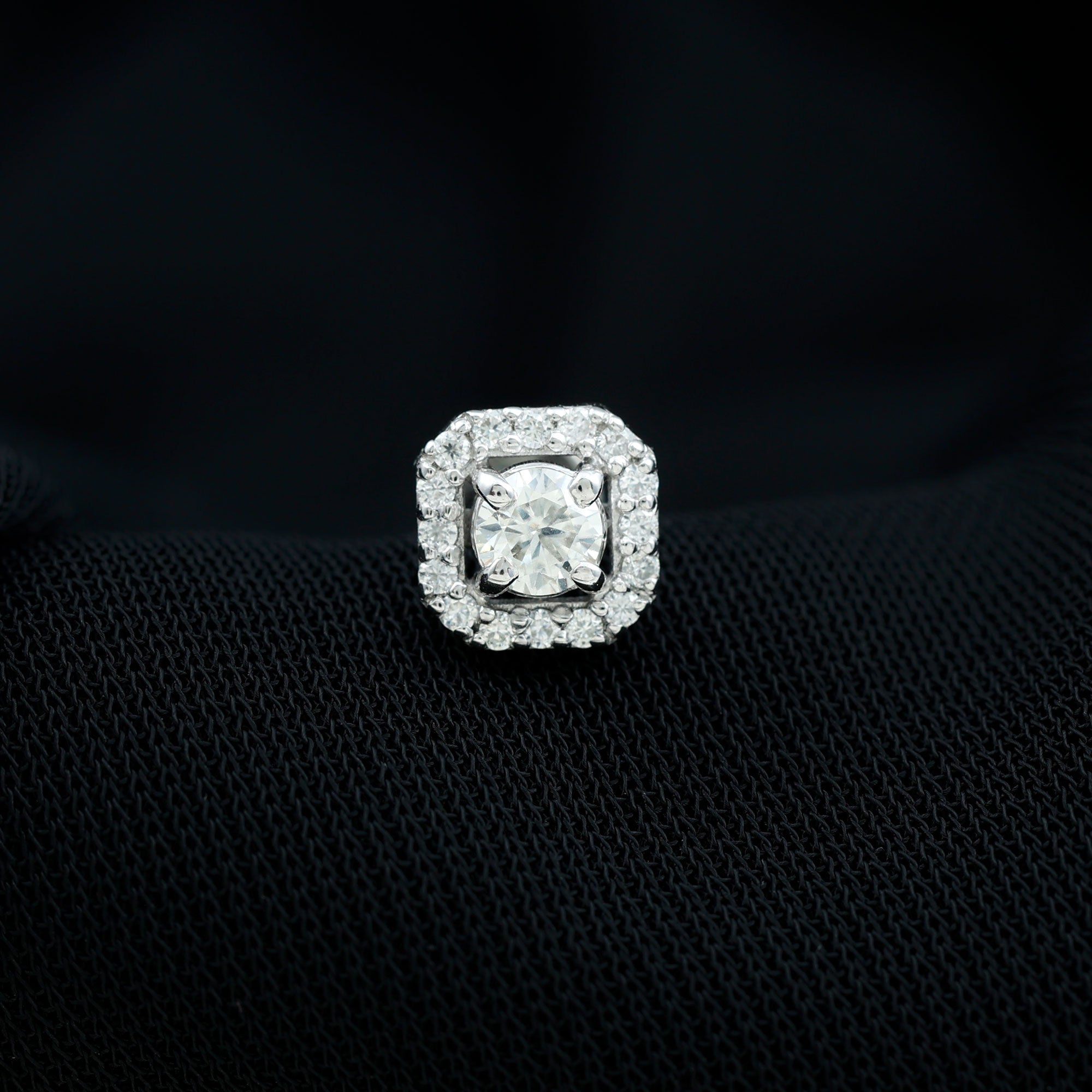 Certified Moissanite Halo Earring for Helix Piercing D-VS1 - Rosec Jewels