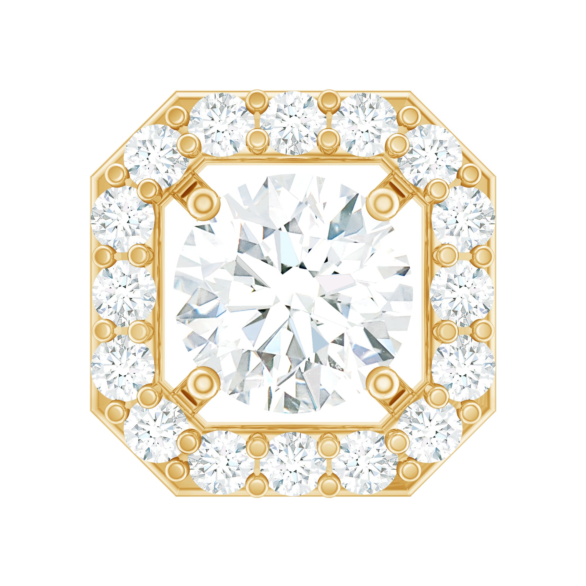 Certified Moissanite Halo Earring for Helix Piercing