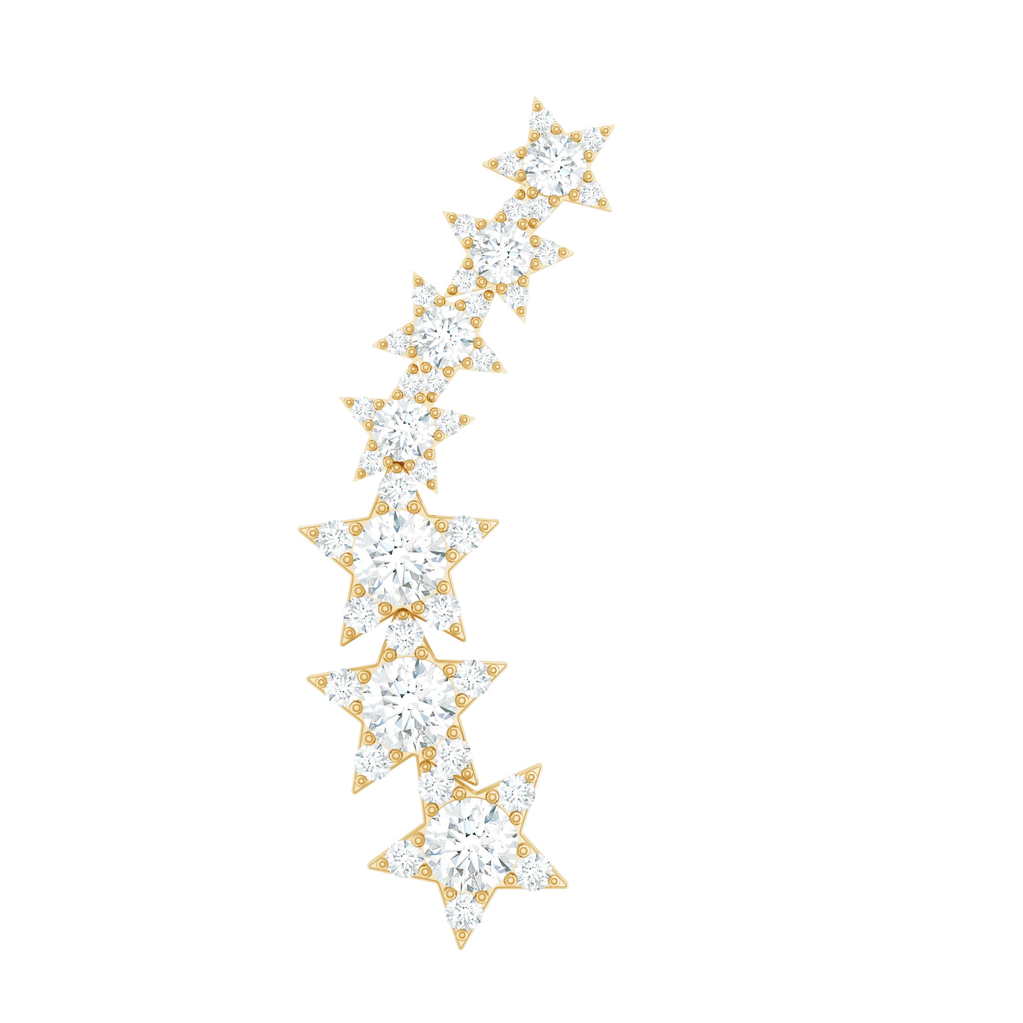 Certified Moissanite Star Ear Climber Earring D-VS1 - Rosec Jewels