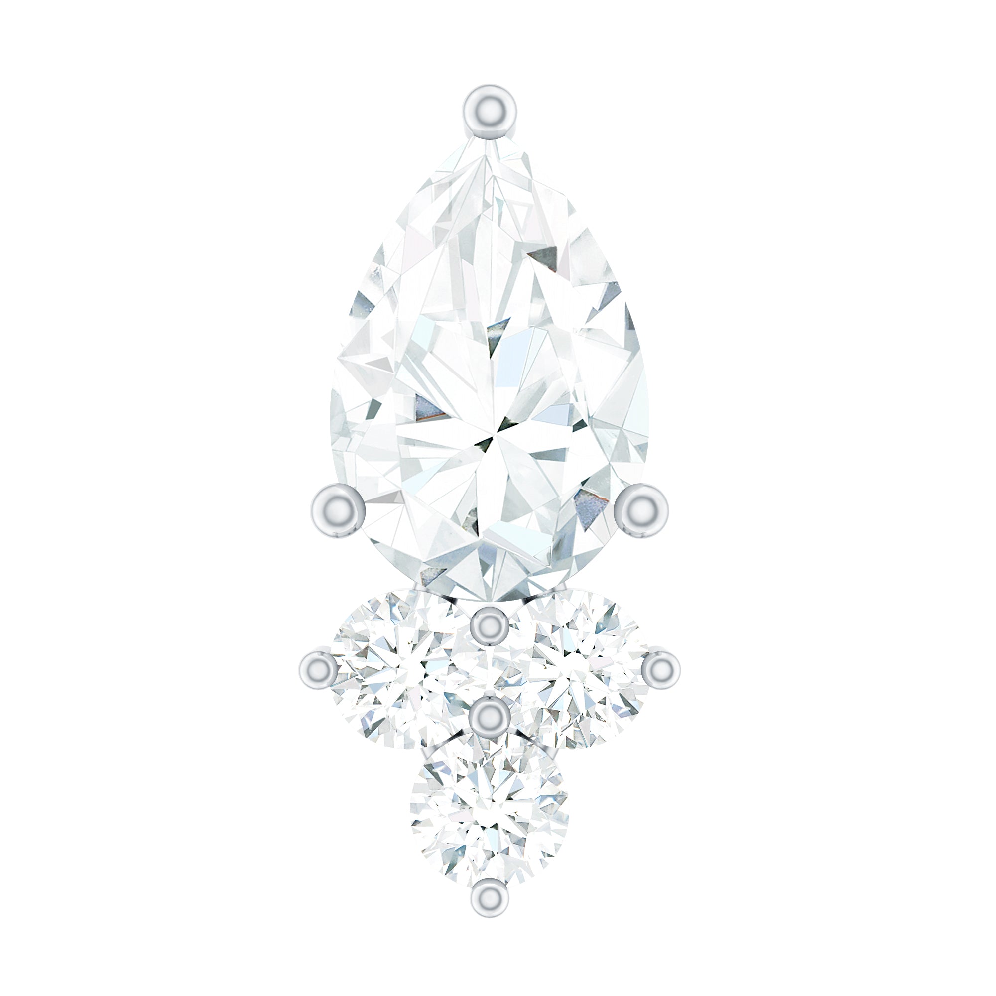 Pear and Round Moissanite Cluster Cartilage Earring D-VS1 - Rosec Jewels