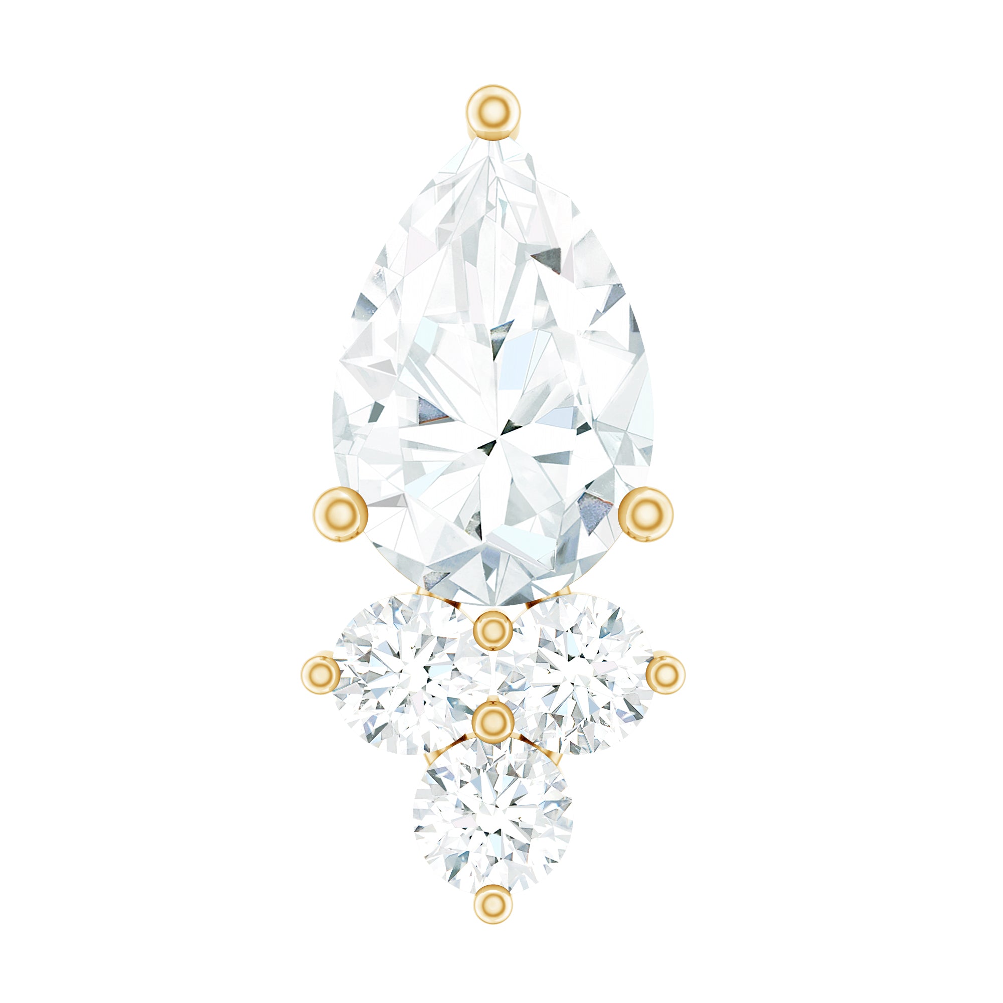 Pear and Round Moissanite Cluster Cartilage Earring D-VS1 - Rosec Jewels