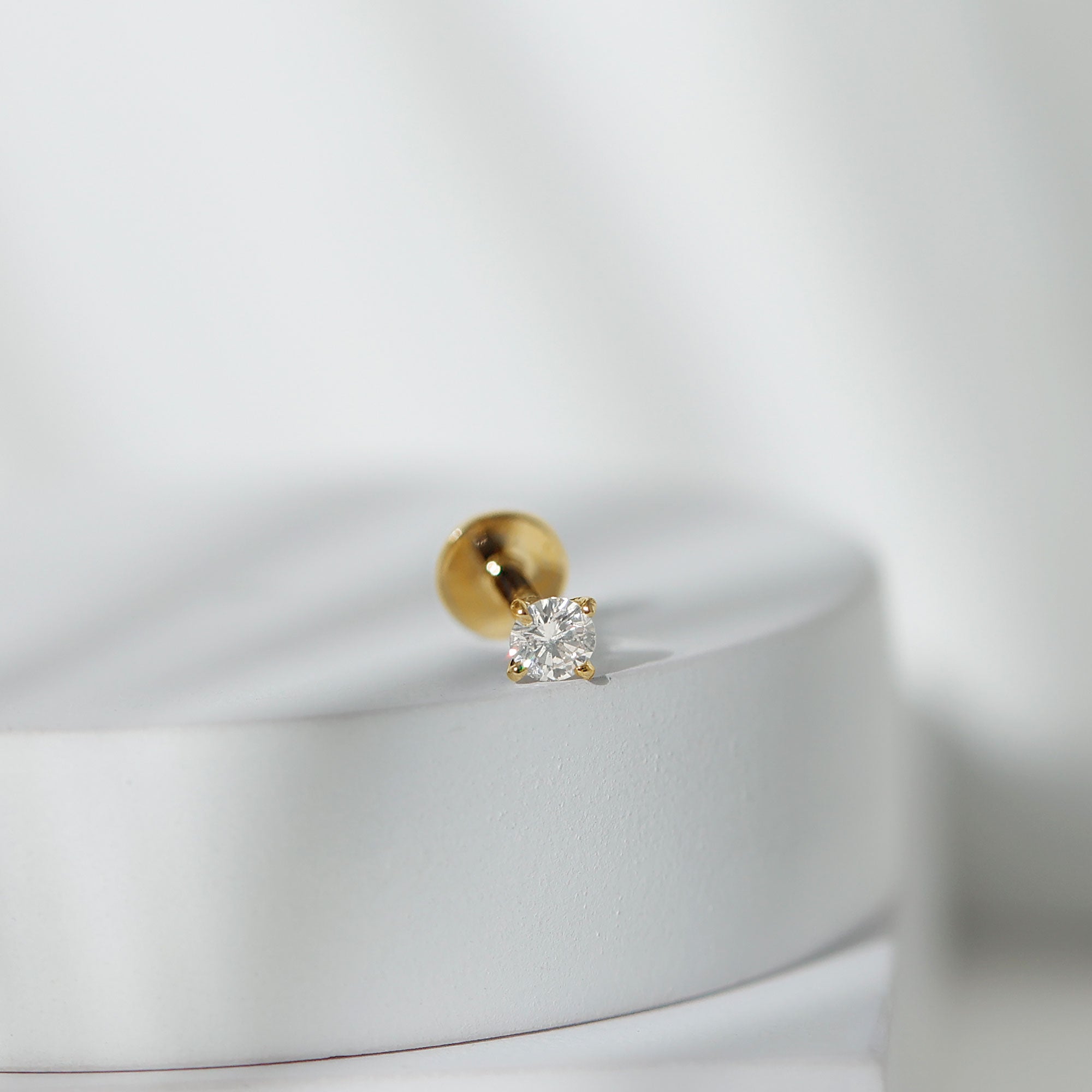 Round Shape Moissanite Solitaire Nose Pin D-VS1 - Rosec Jewels