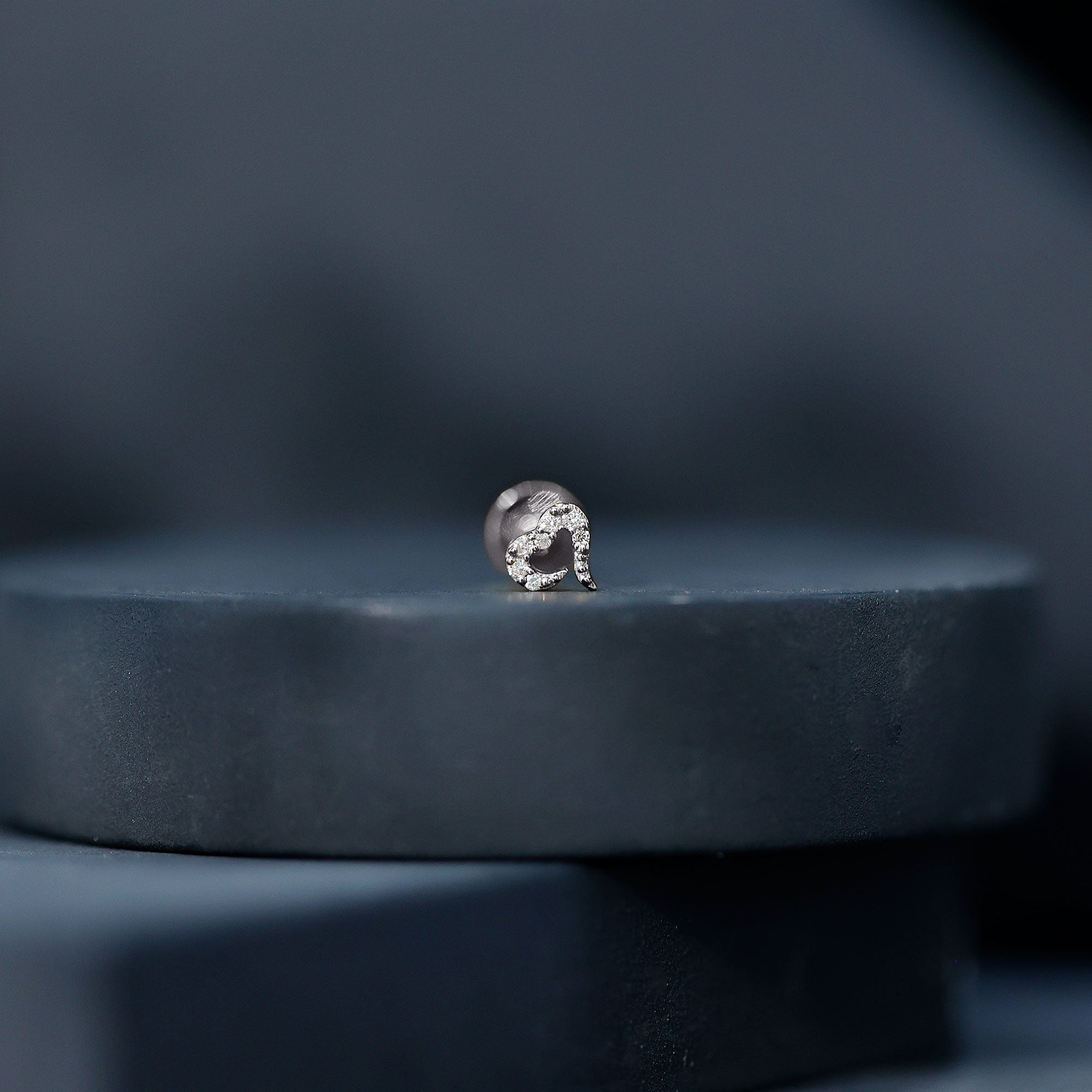 Round Shape Natural Diamond Heart Nose Pin Natural - ( HI-SI ) - Rosec Jewels