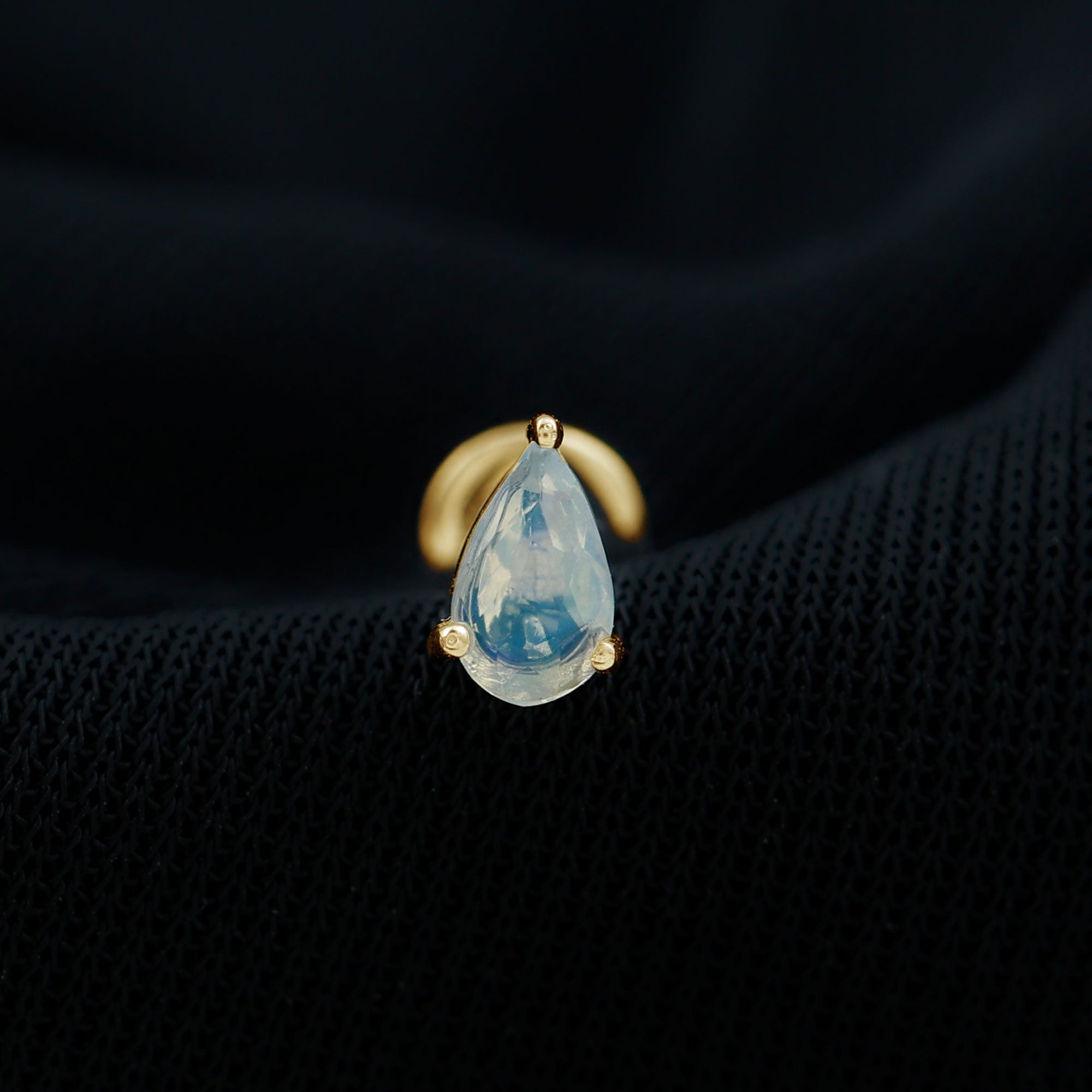 Dainty Ethiopian Opal Teardrop Earring for Helix Piercing AAA - Rosec Jewels