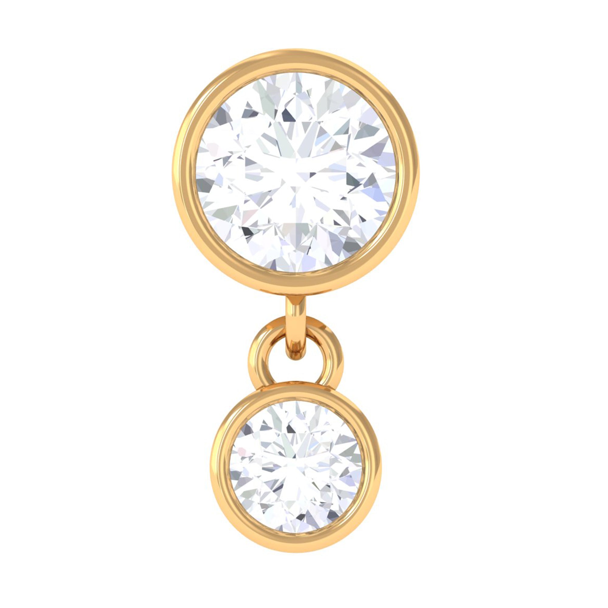 Bezel Set Round Moissanite Drop Helix Earring in Gold