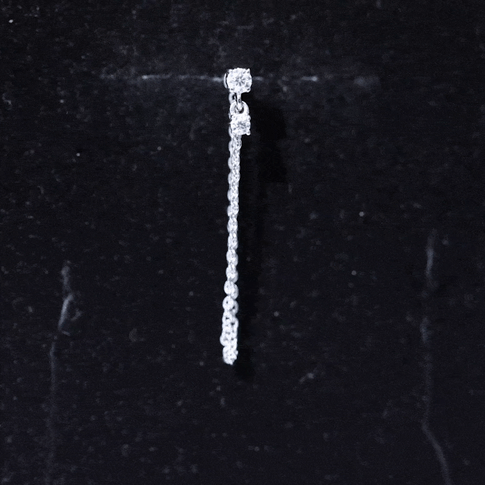 Round Moissanite Chain Drop Earring for Cartilage Piercing D-VS1 - Rosec Jewels