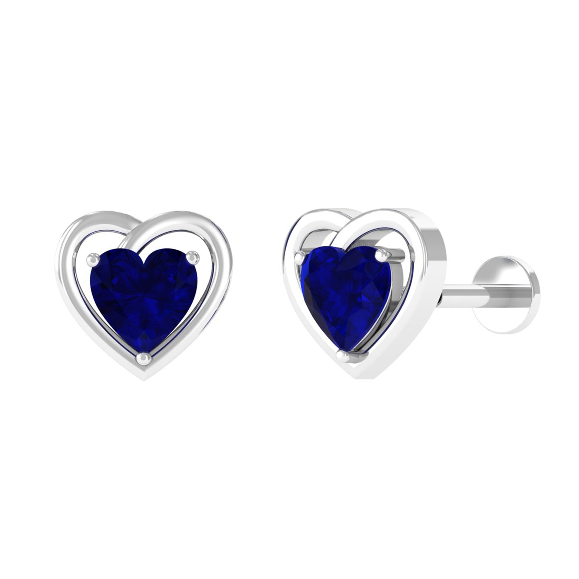 Rosec Jewels-Heart Shape Sapphire Earring for Upper Lobe Piercing