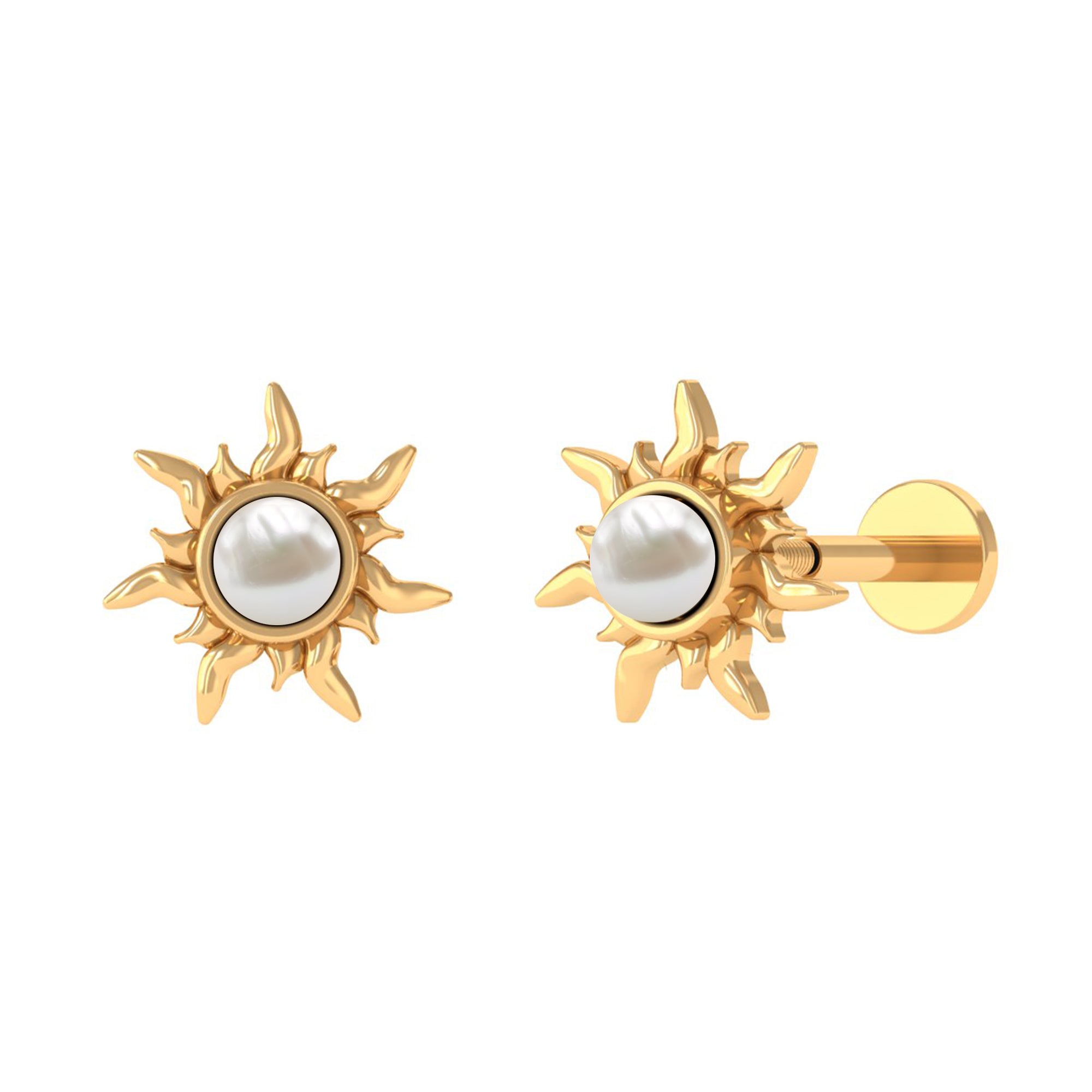 Rosec Jewels-Freshwater Pearl Solitaire Sunburst Earring