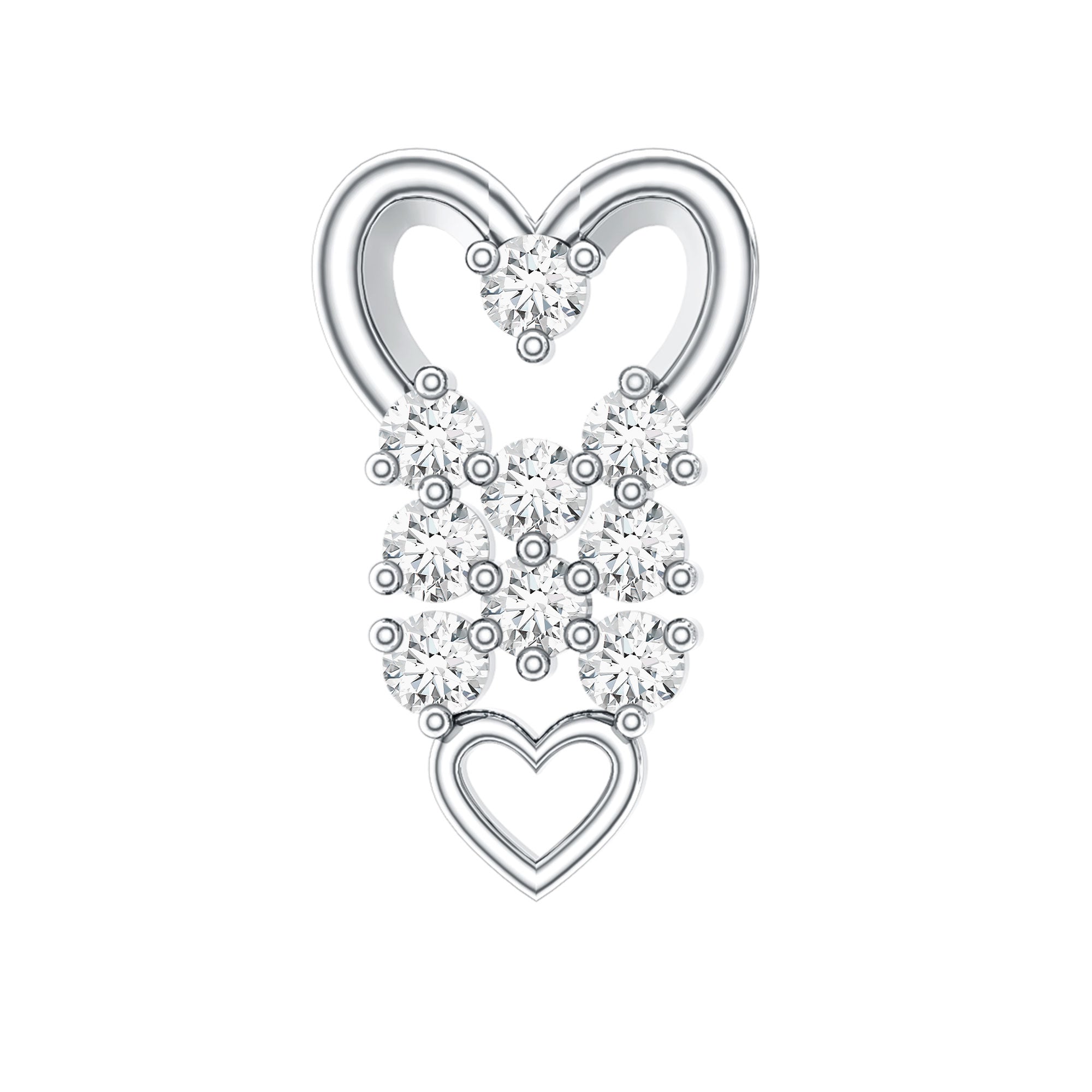 Diamond Heart Cartilage Earring Natural - ( HI-SI ) - Rosec Jewels