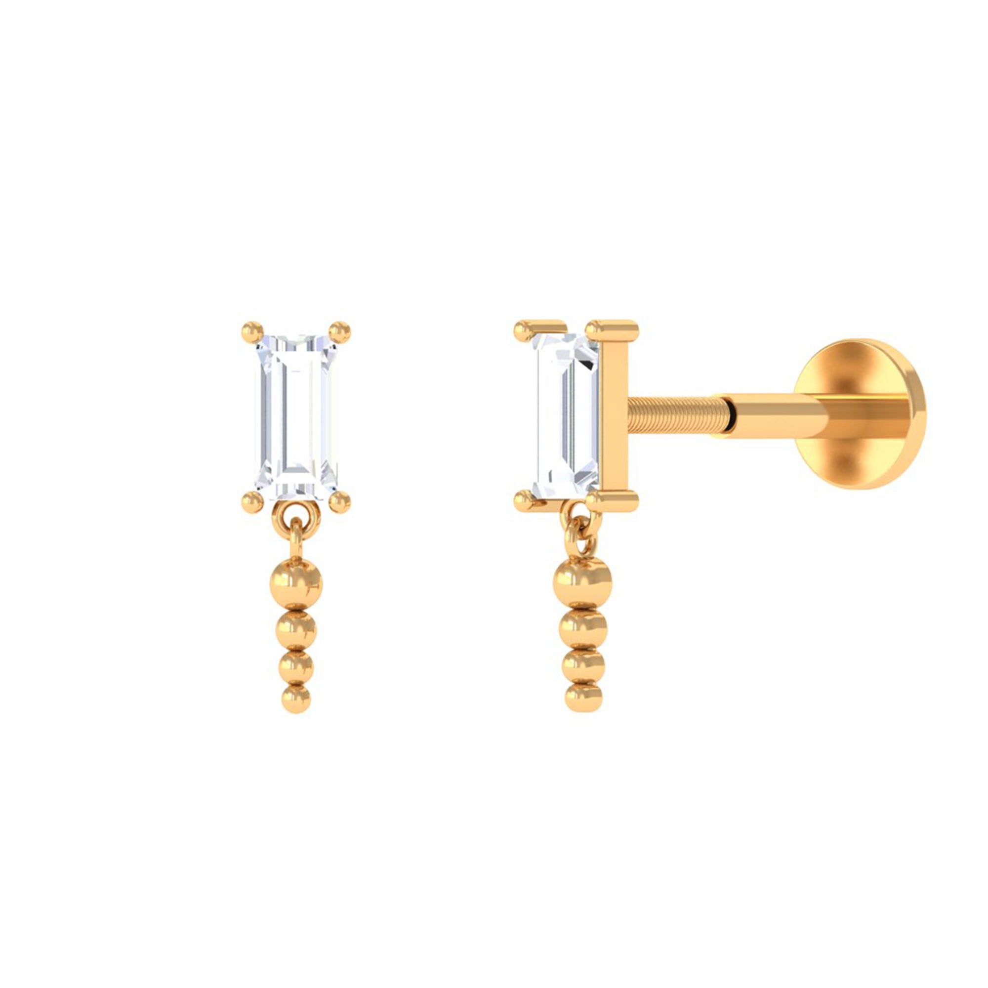 Rosec Jewels-Baguette Diamond Cartilage Drop Earring