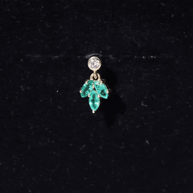 Marquise Emerald Leaf Earring for Helix Piercing AAA - Rosec Jewels