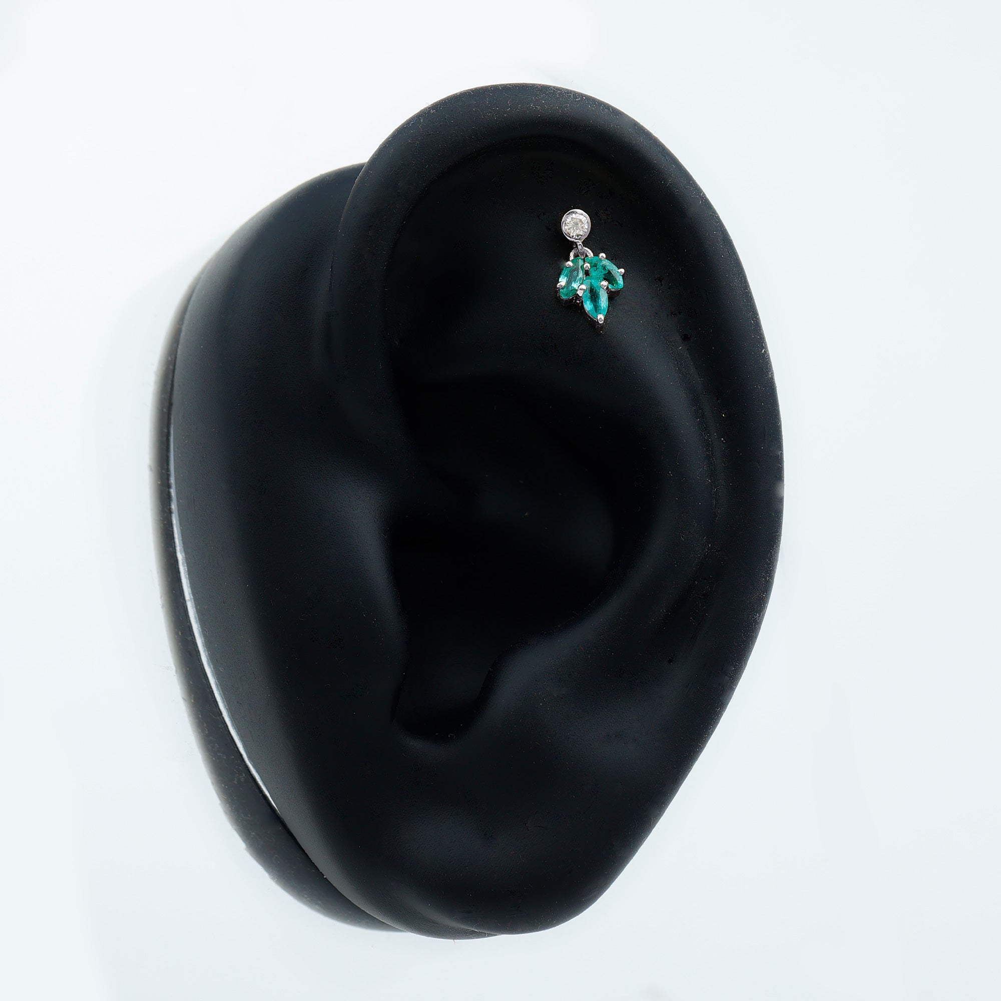 Marquise Emerald Leaf Earring for Helix Piercing AAA - Rosec Jewels