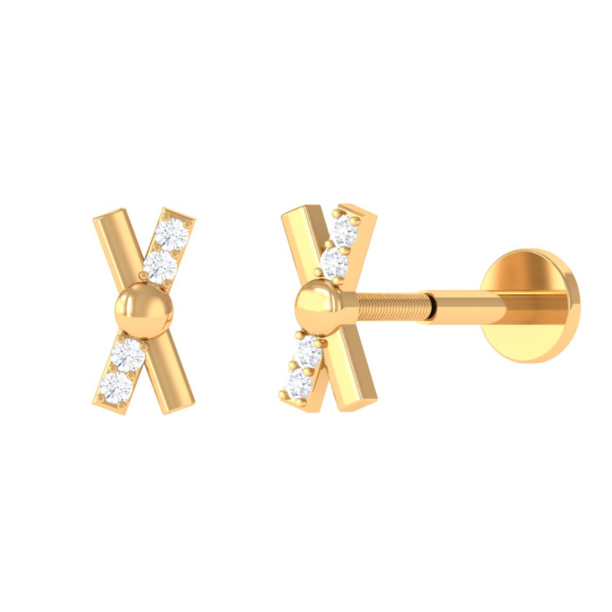 Simple Diamond X Earring for Tragus Piercing