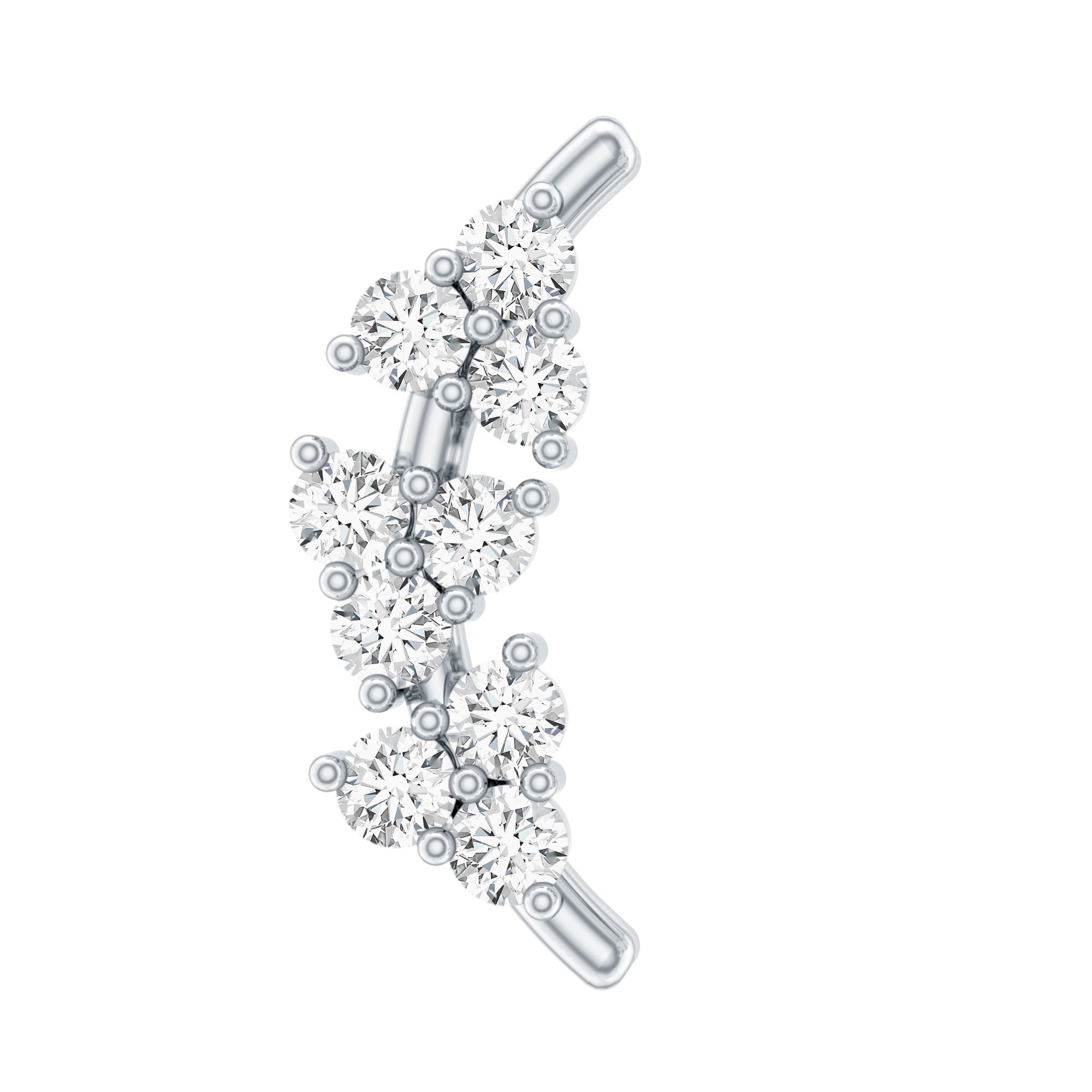 Natural Round Diamond Cluster Curved Helix Earring Natural - ( HI-SI ) - Rosec Jewels