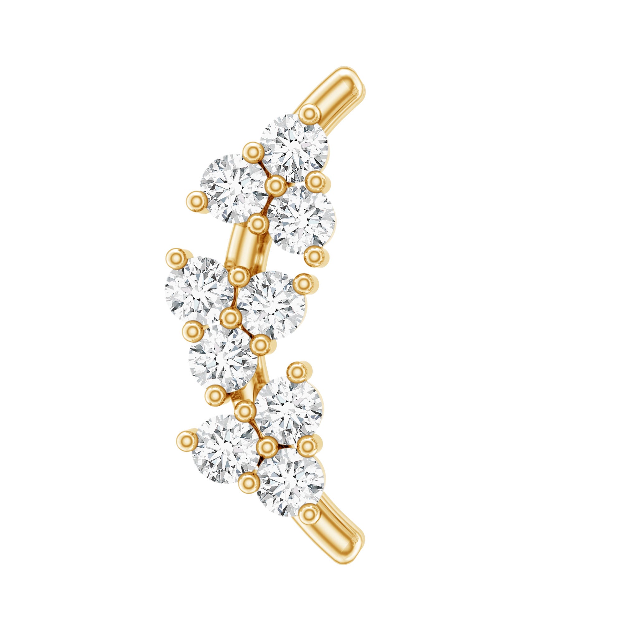 Natural Round Diamond Cluster Curved Helix Earring Natural - ( HI-SI ) - Rosec Jewels