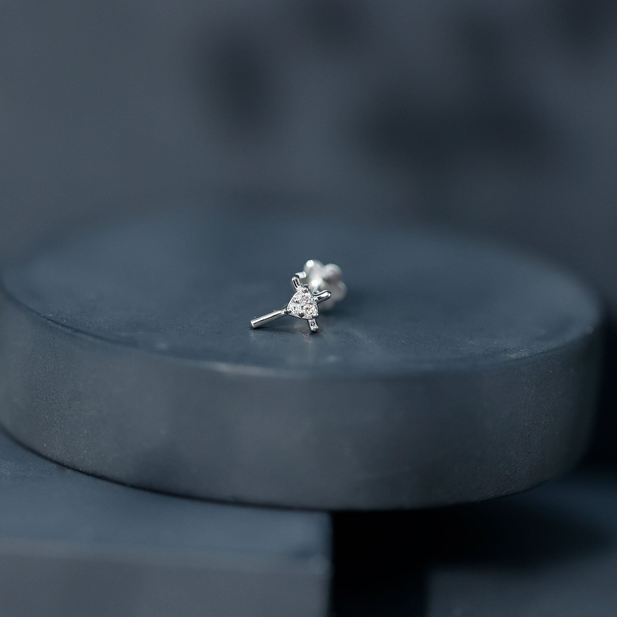 Round Natural Diamond Cross Helix Earring Natural - ( HI-SI ) - Rosec Jewels