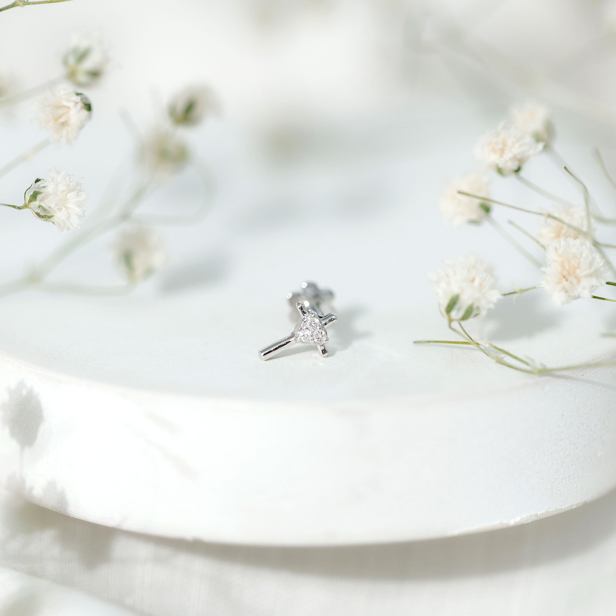 Round Natural Diamond Cross Helix Earring Natural - ( HI-SI ) - Rosec Jewels