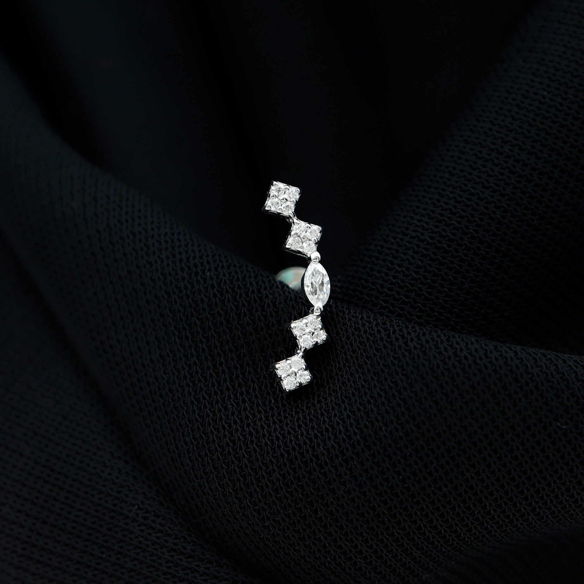 Certified Moissanite Curved Helix Piercing Earring D-VS1 - Rosec Jewels