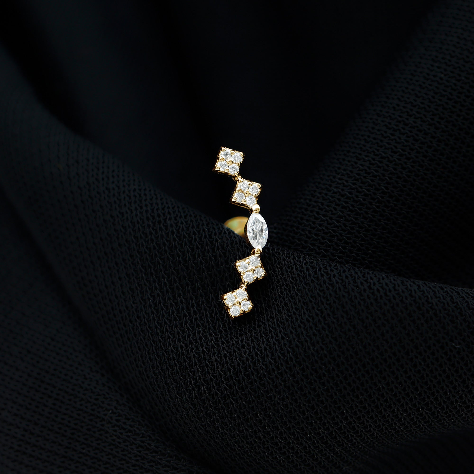 Certified Moissanite Curved Helix Piercing Earring D-VS1 - Rosec Jewels