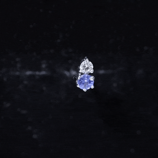 Round Cut Tanzanite Diamond Two Stone Conch Earring AAA - Rosec Jewels