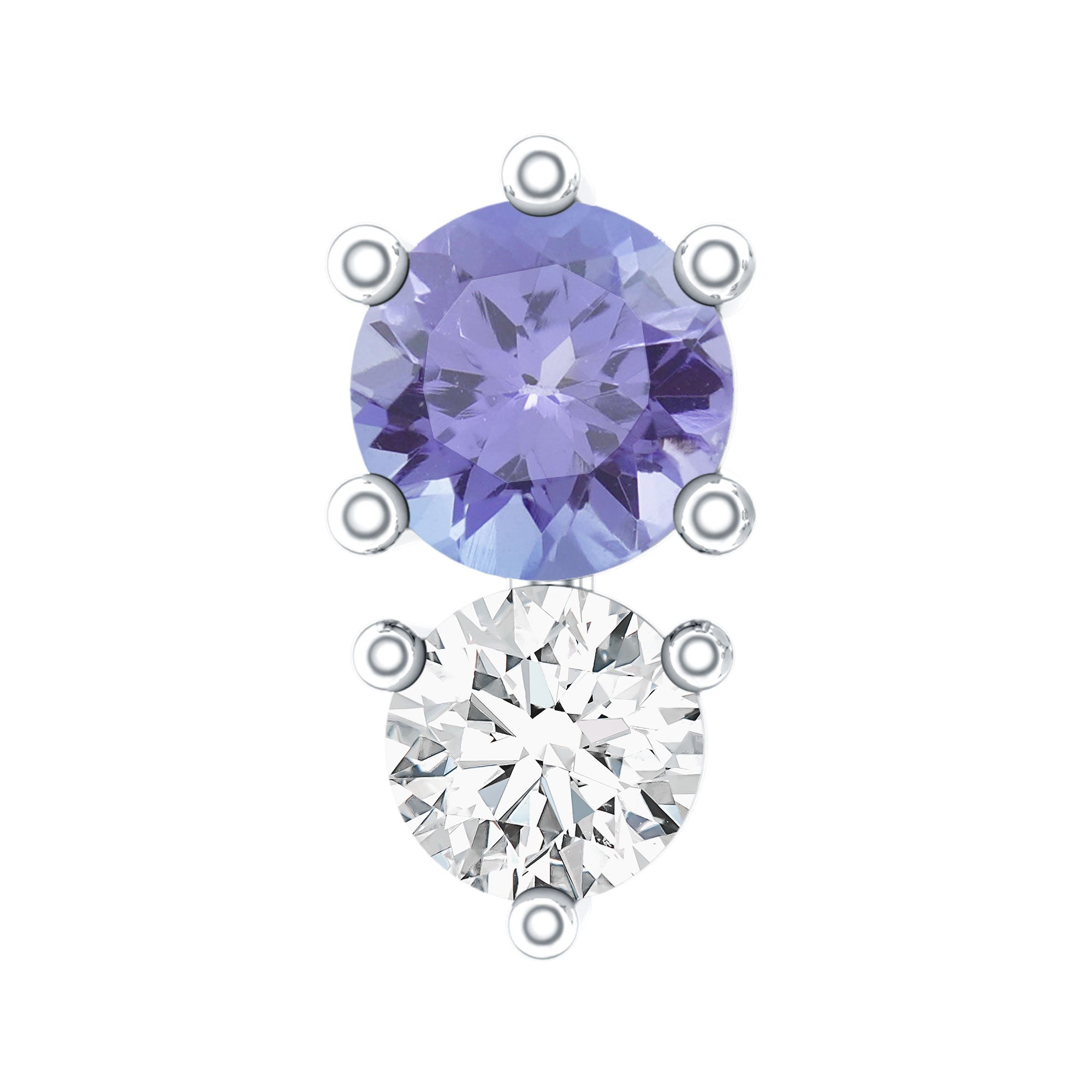Round Cut Tanzanite Diamond Two Stone Conch Earring