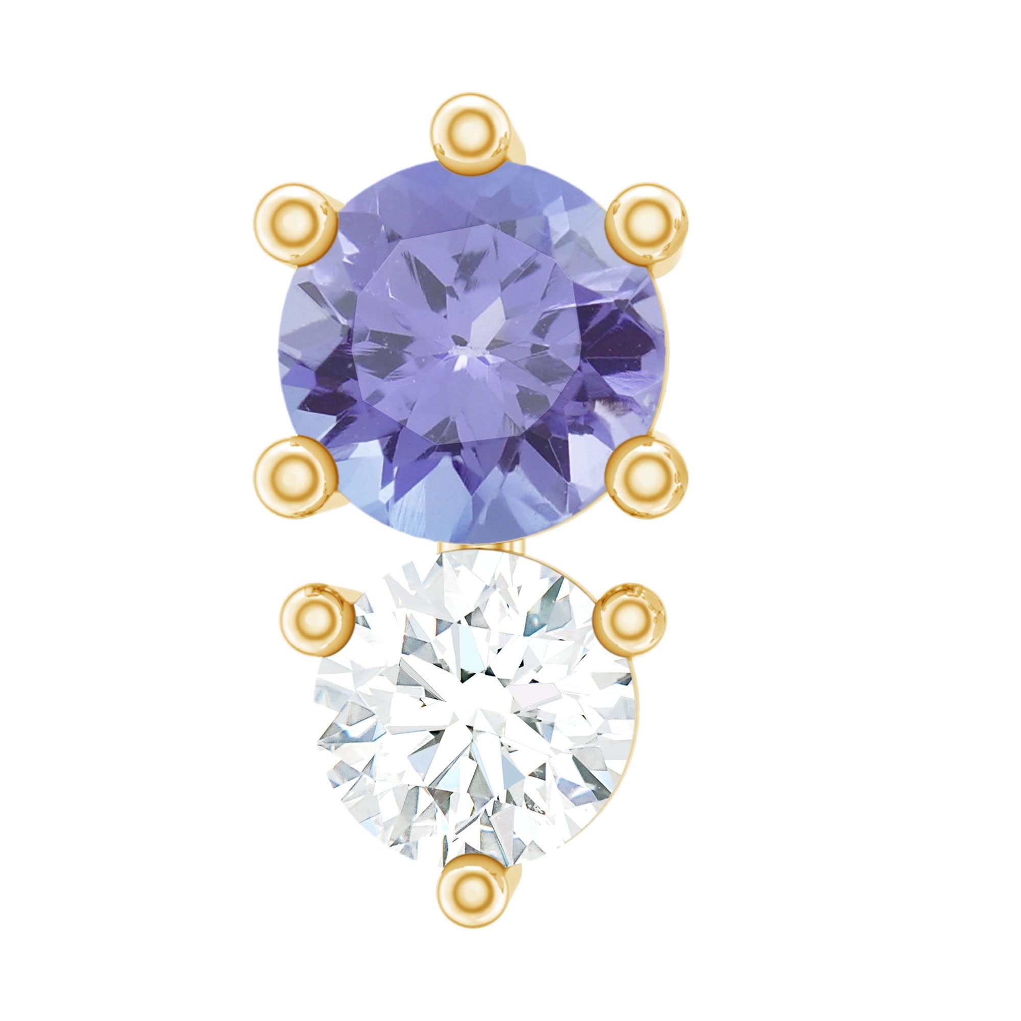 Round Cut Tanzanite Diamond Two Stone Conch Earring