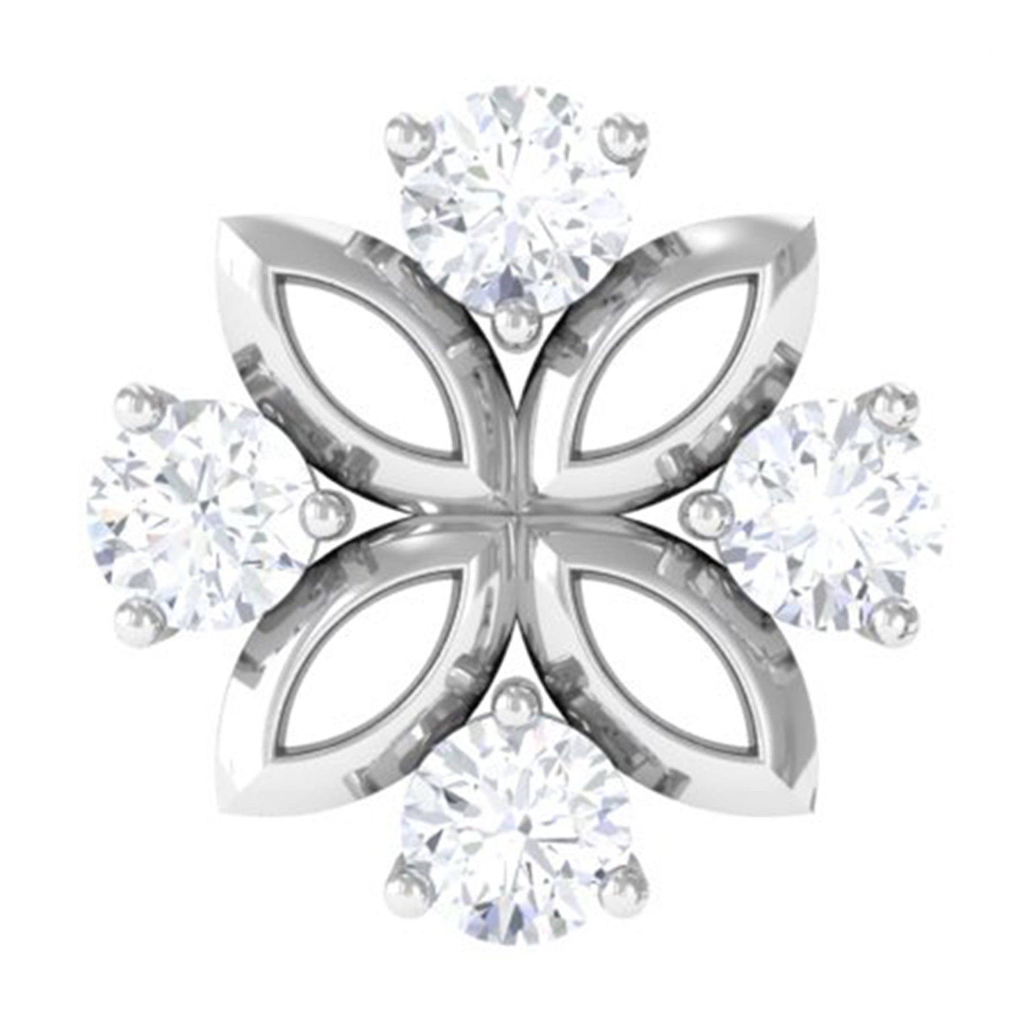 Round Moissanite Flower Earring for Cartilage Piercing D-VS1 - Rosec Jewels