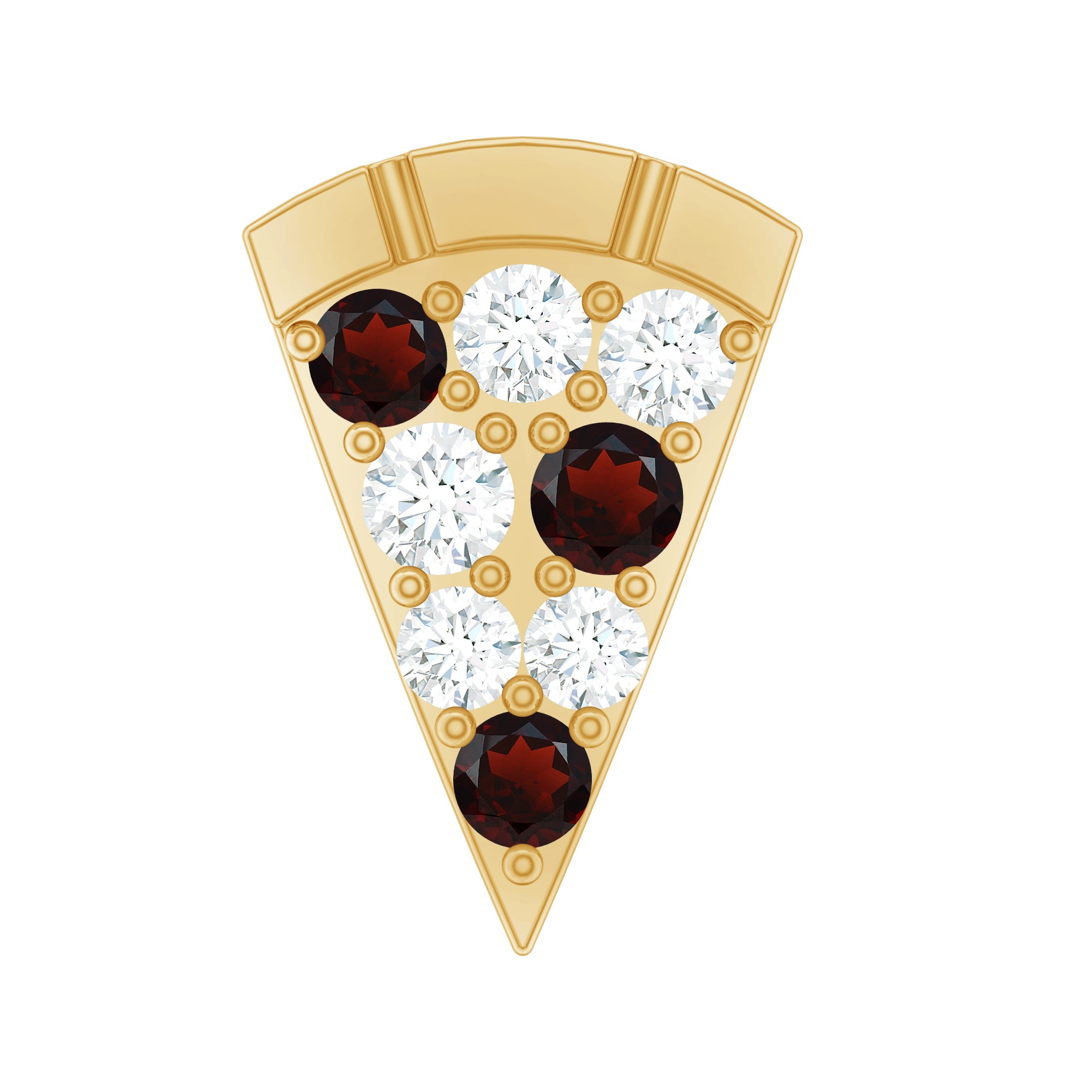 Round Cut Garnet and Diamond Pizza Slice Helix Earring AAA - Rosec Jewels