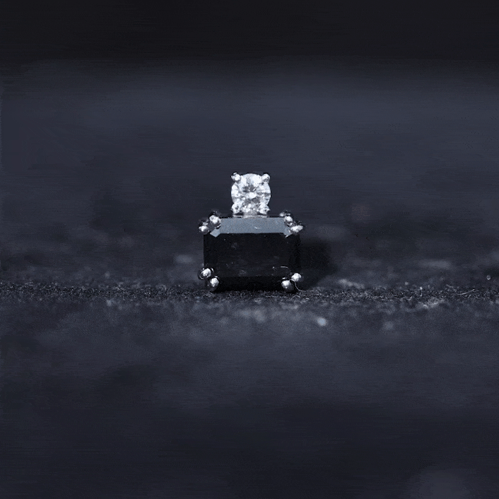 Lab Grown Black and White Diamond Helix Piercing Earring AAAA ( Synthetic ) - Rosec Jewels