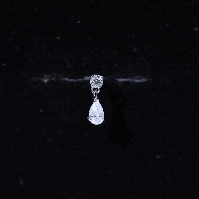 Pear and Round Cut Diamond Stud Drop Helix Earring Natural - ( HI-SI ) - Rosec Jewels
