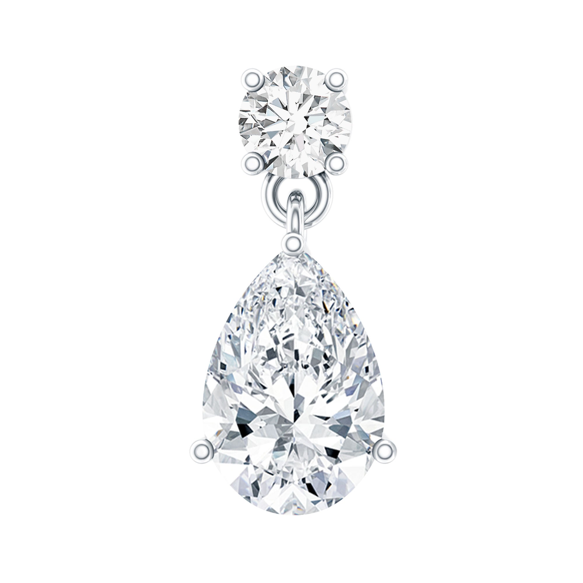 Pear and Round Cut Diamond Stud Drop Helix Earring Natural - ( HI-SI ) - Rosec Jewels