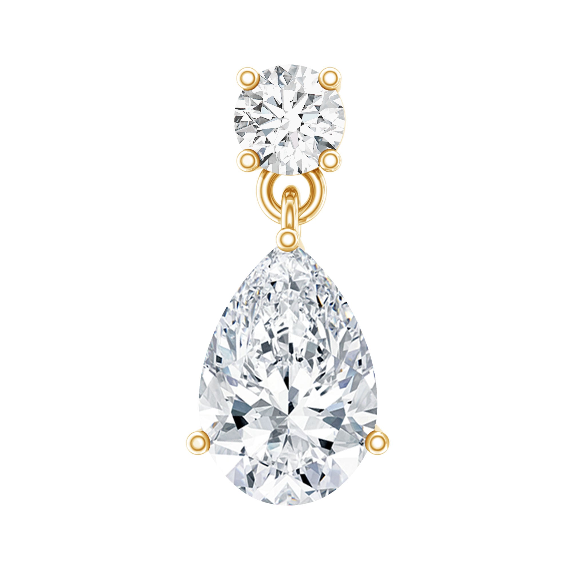 Pear and Round Cut Diamond Stud Drop Helix Earring Natural - ( HI-SI ) - Rosec Jewels