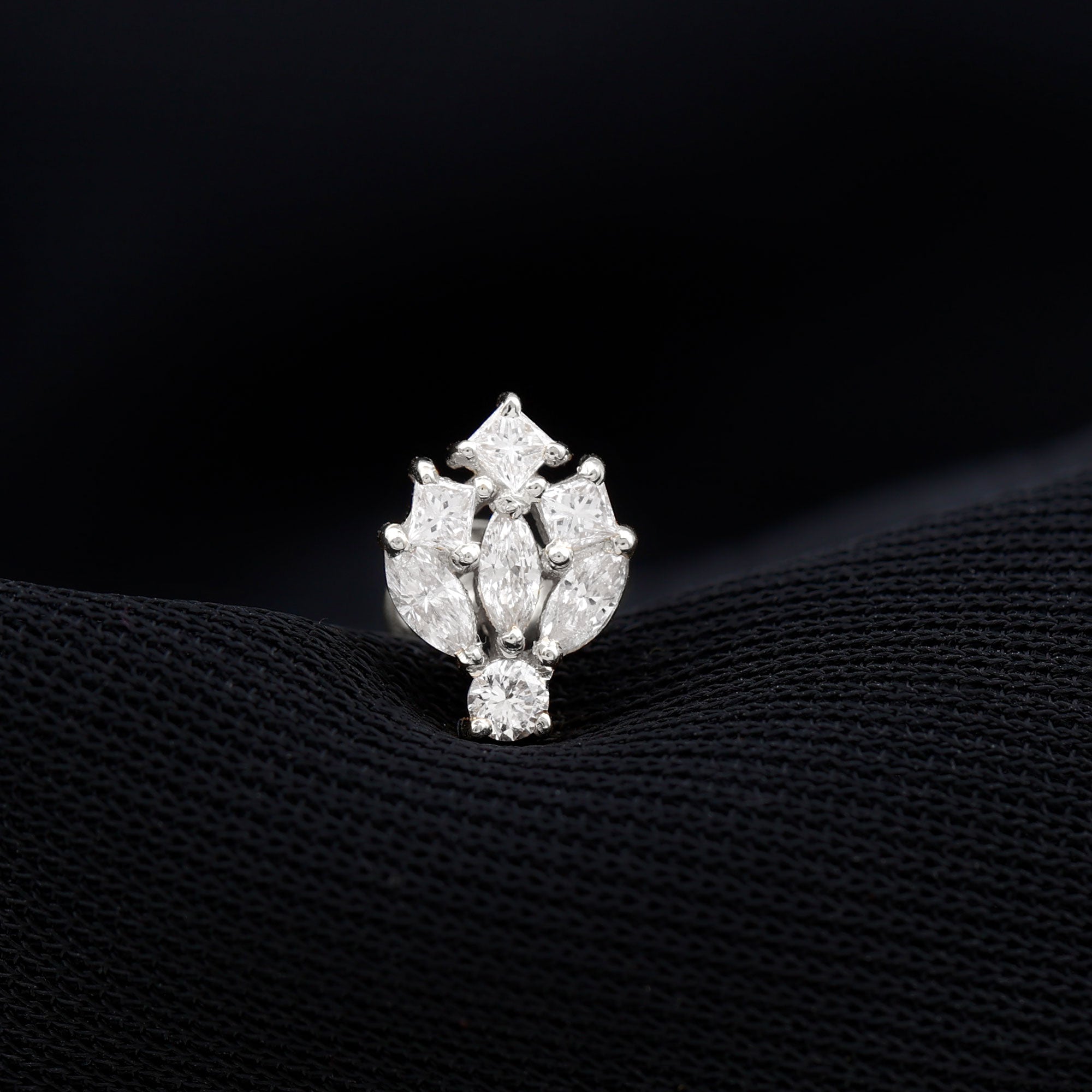 Real Diamond Designer Earring for Cartilage Piercing Natural - ( HI-SI ) - Rosec Jewels
