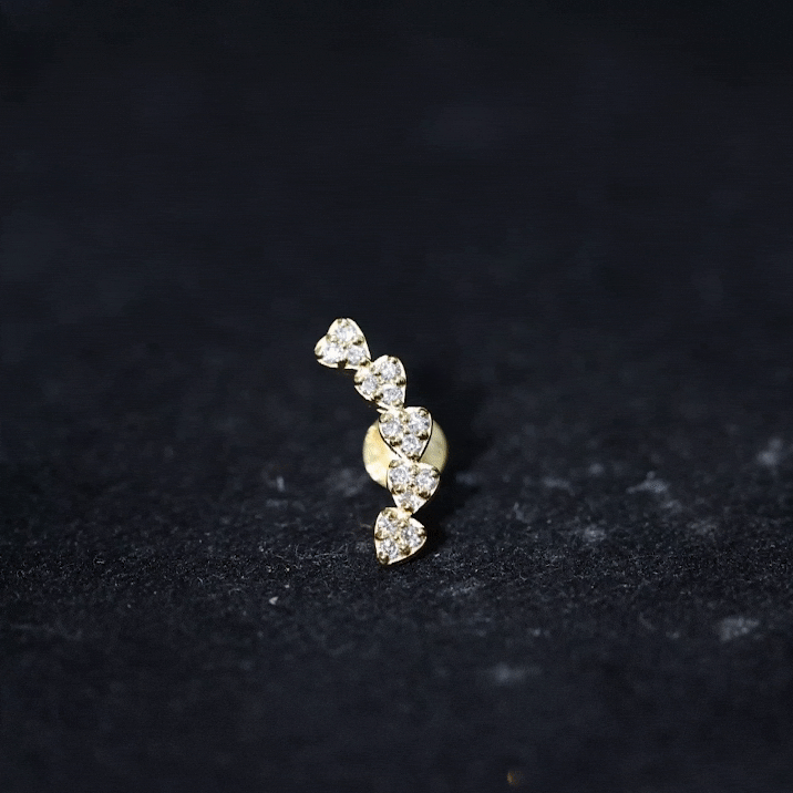 Certified Moissanite Heart Curved Crawler Earring D-VS1 - Rosec Jewels