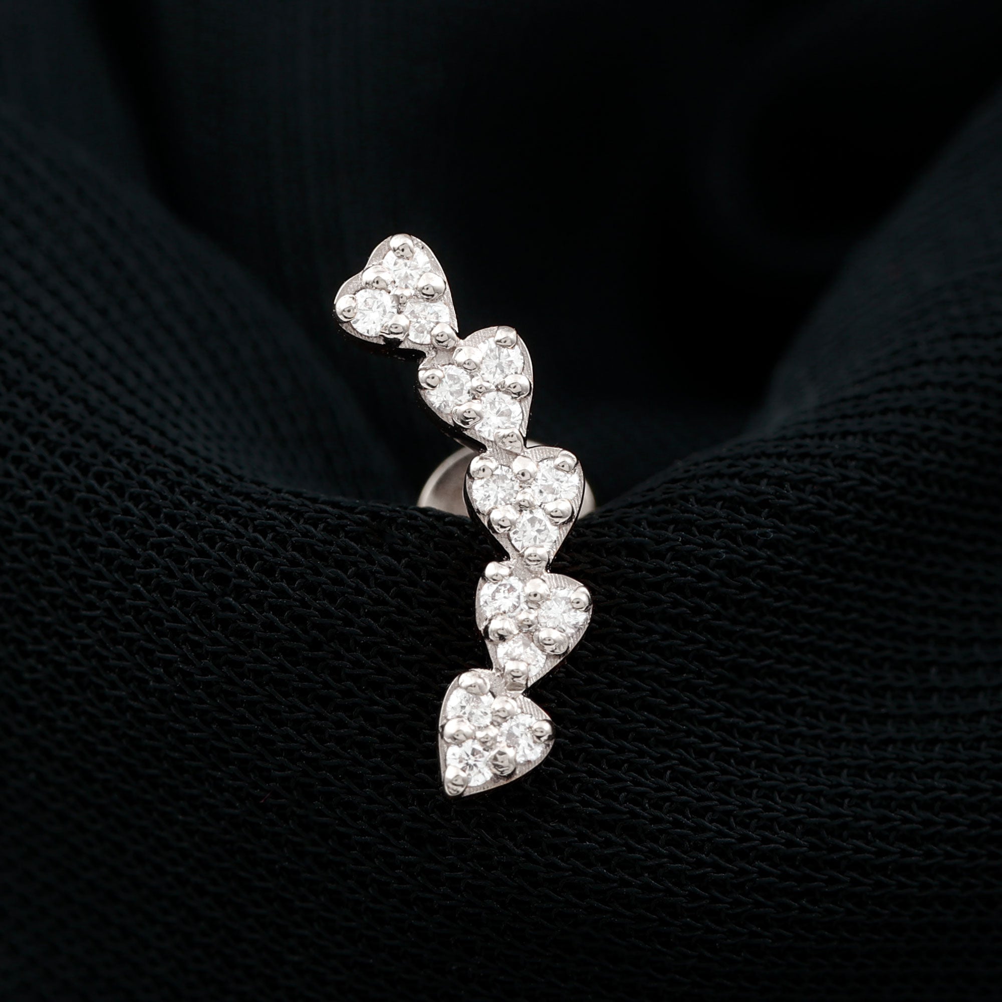 Certified Moissanite Heart Curved Crawler Earring D-VS1 - Rosec Jewels