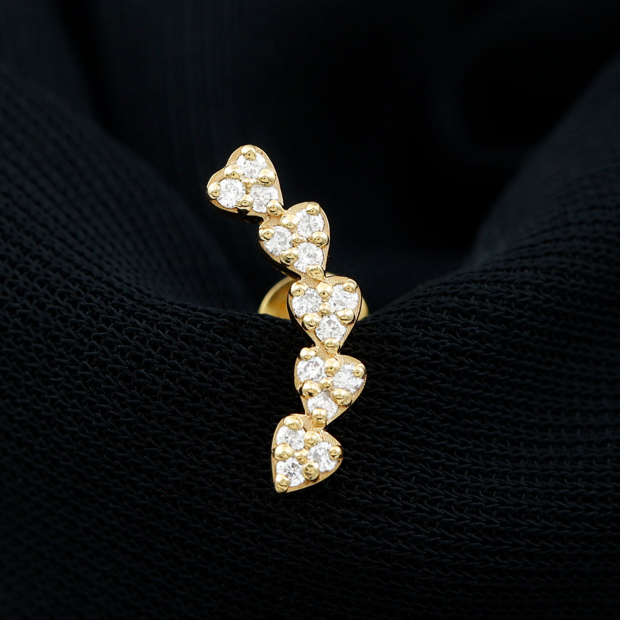 Certified Moissanite Heart Curved Crawler Earring D-VS1 - Rosec Jewels
