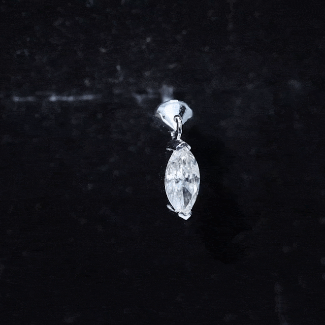 Marquise Diamond Cartilage Dangle Earring Natural - ( HI-SI ) - Rosec Jewels