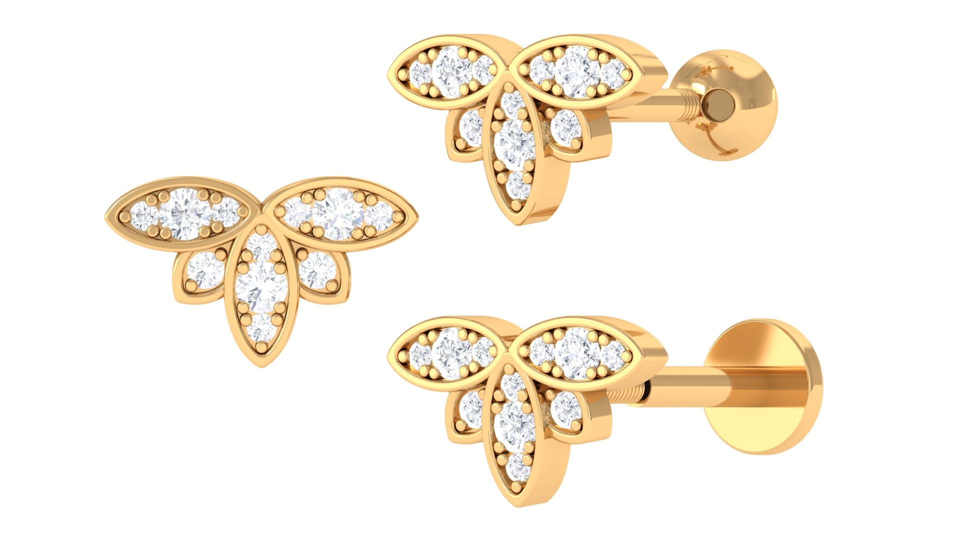 Diamond Flower Earring for Second Lobe Piercing