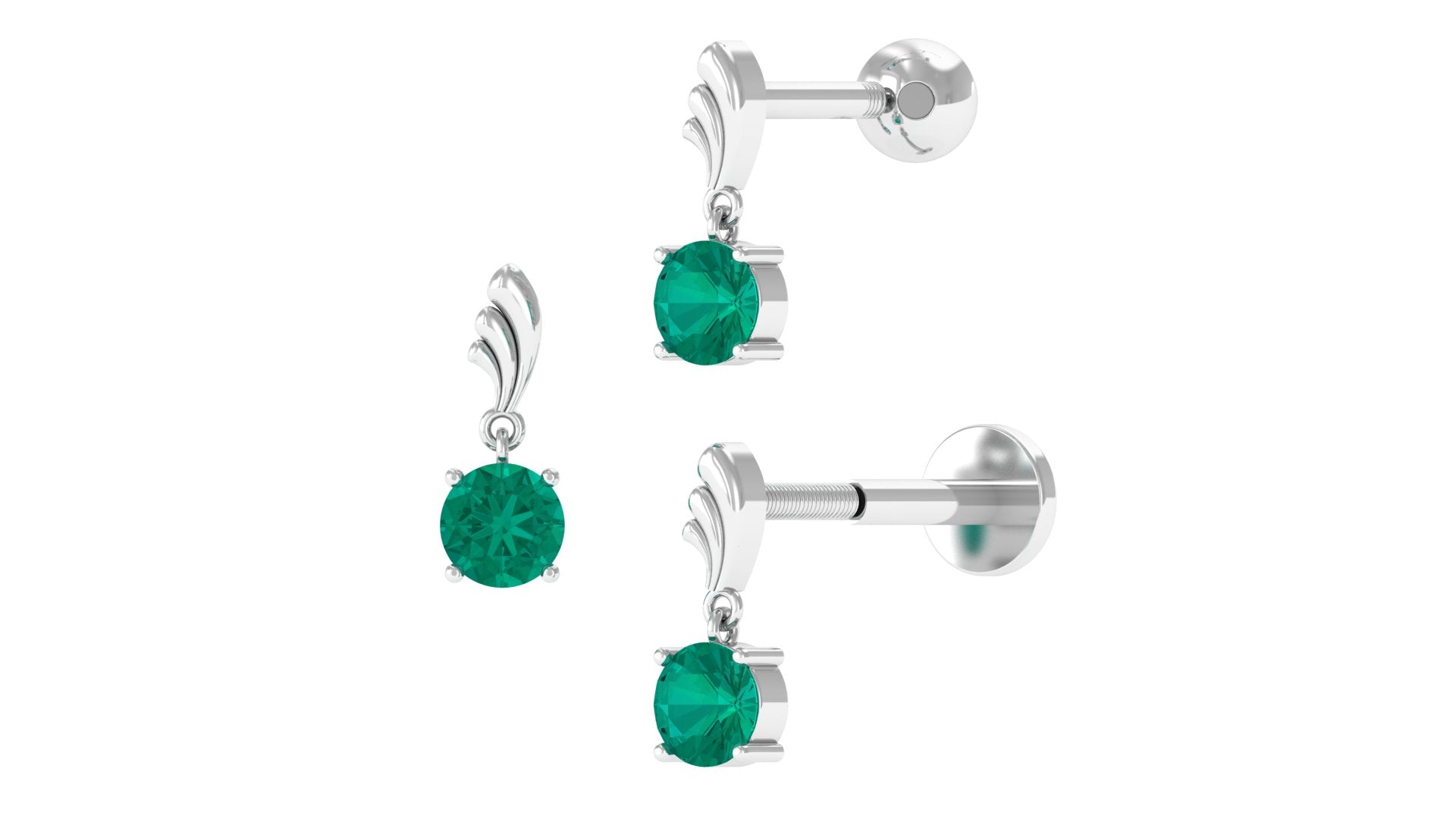 Rosec Jewels-Minimal Emerald Drop Earring for Tragus Piercing