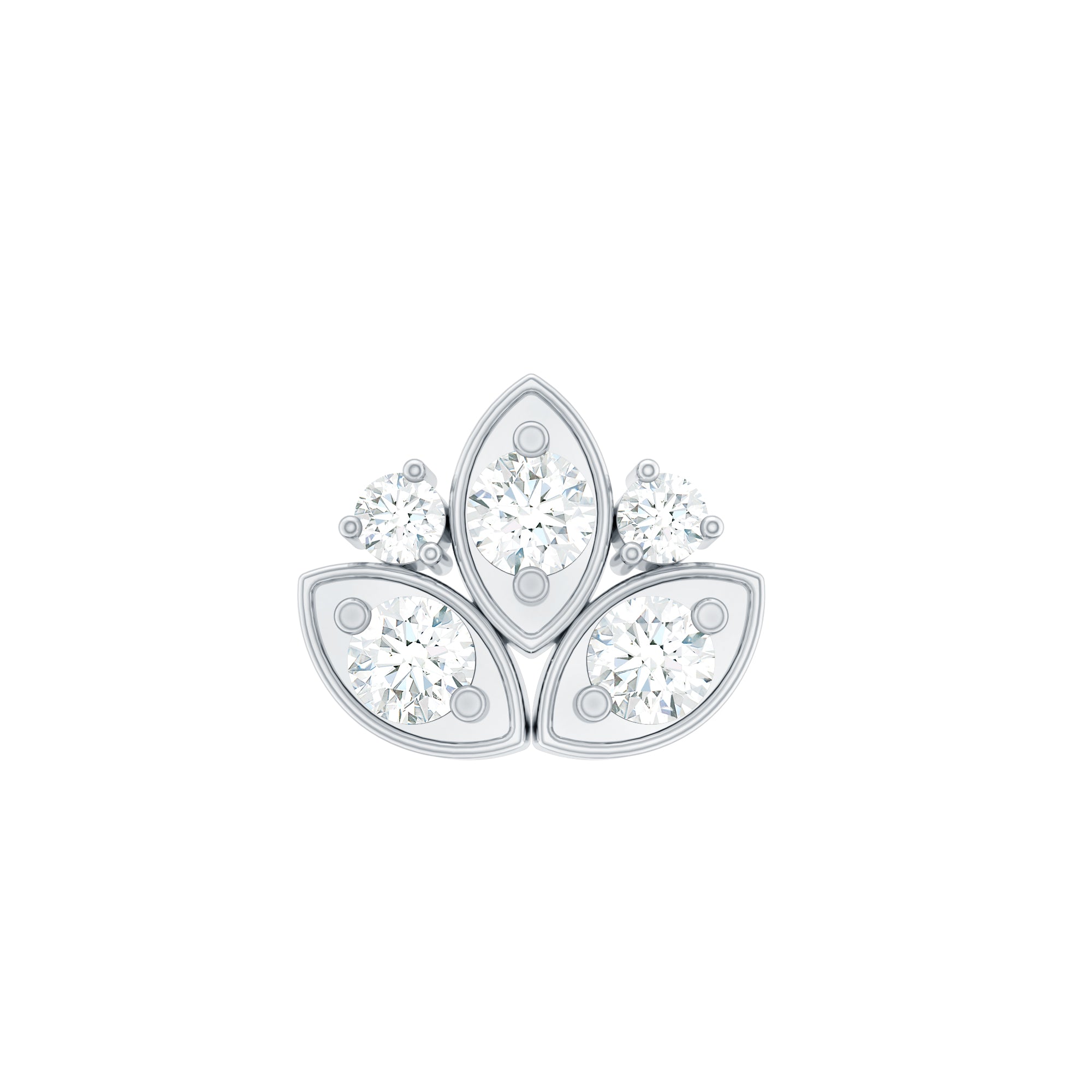 Diamond Lotus Earring for Cartilage Piercing Natural - ( HI-SI ) - Rosec Jewels